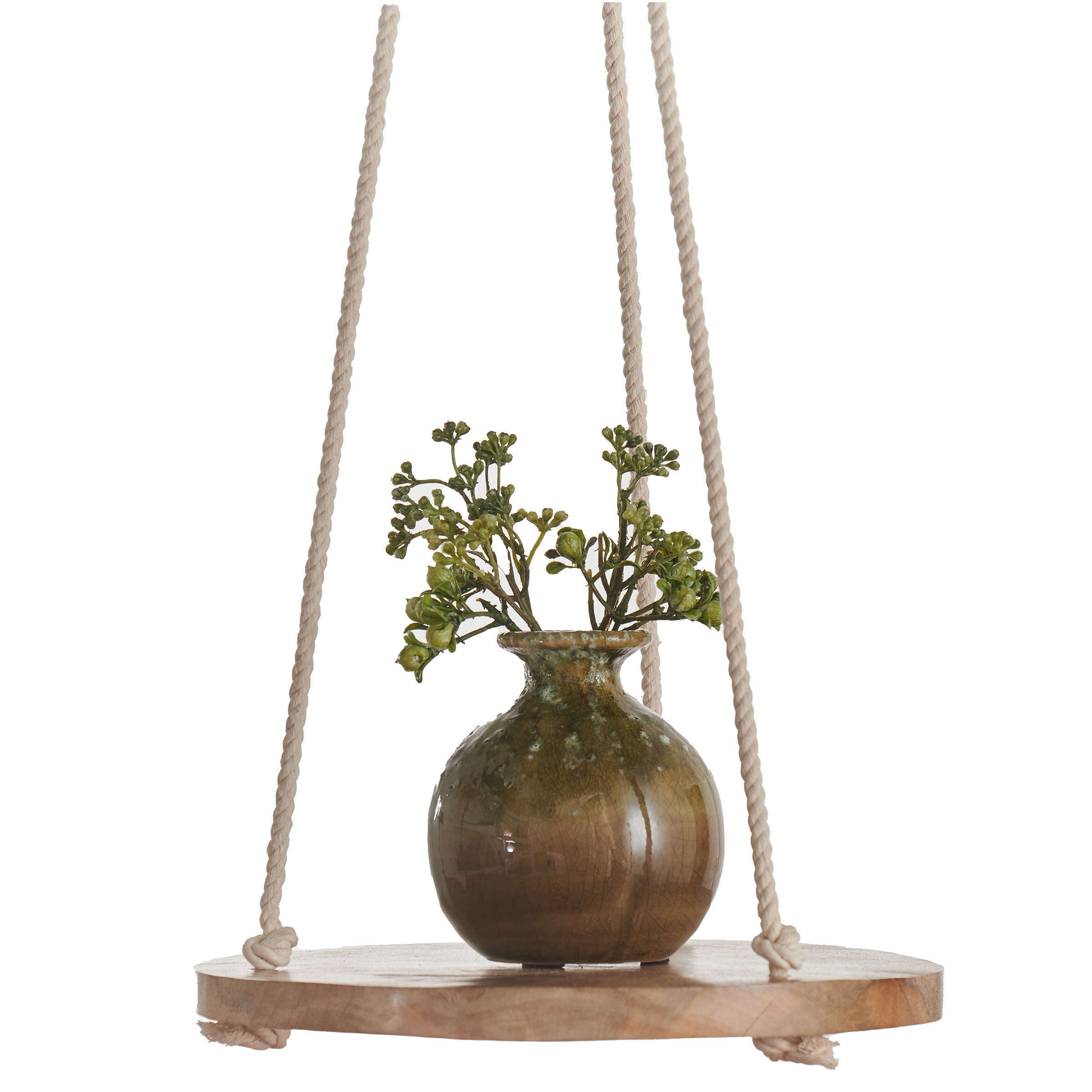 Primitive 8" Hanging Wooden Round Cotton — priced per each; minimum 6; multiples of 6