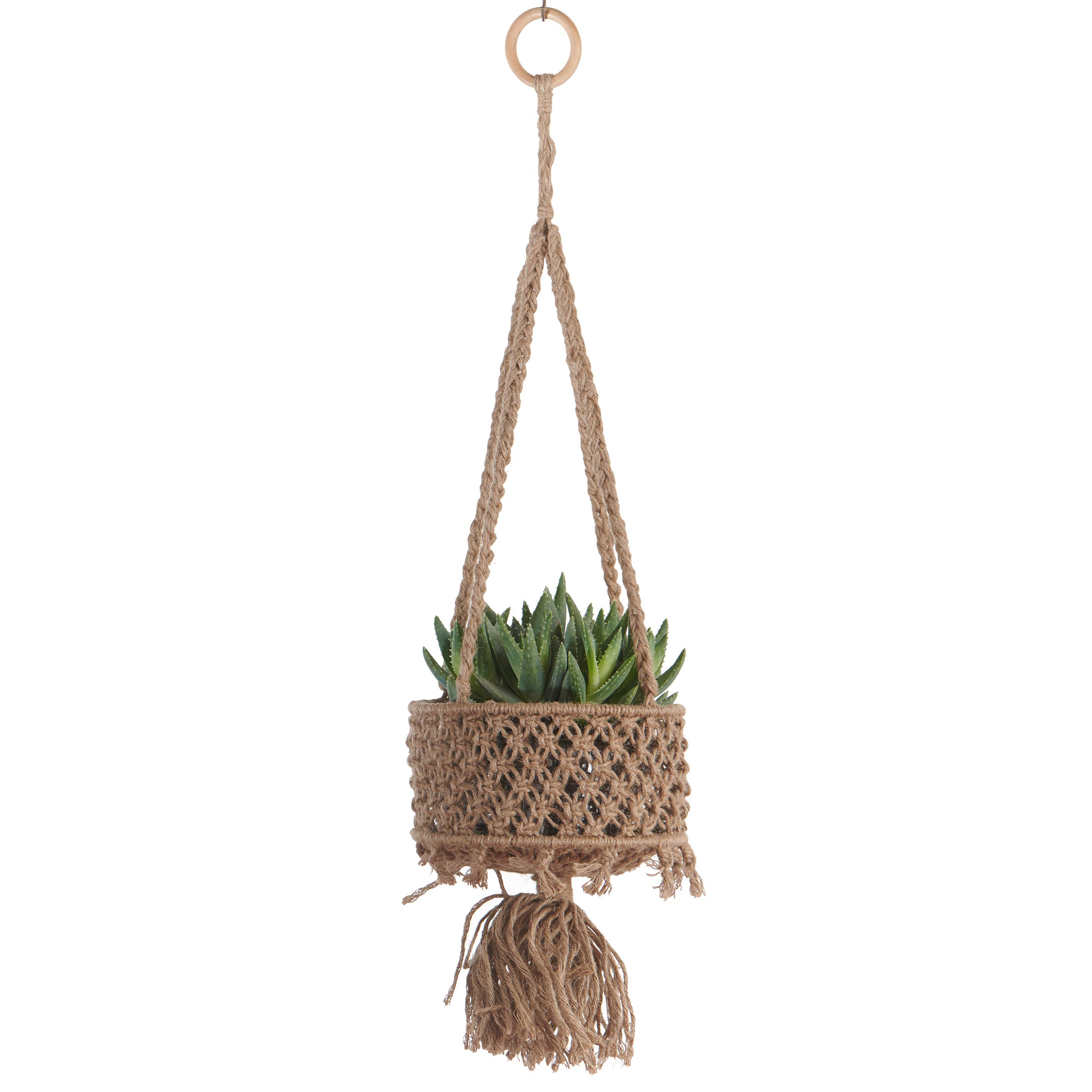 Primitive Hanging Utility Basket Jute Single Tier — priced per each; minimum 6; multiples of 6