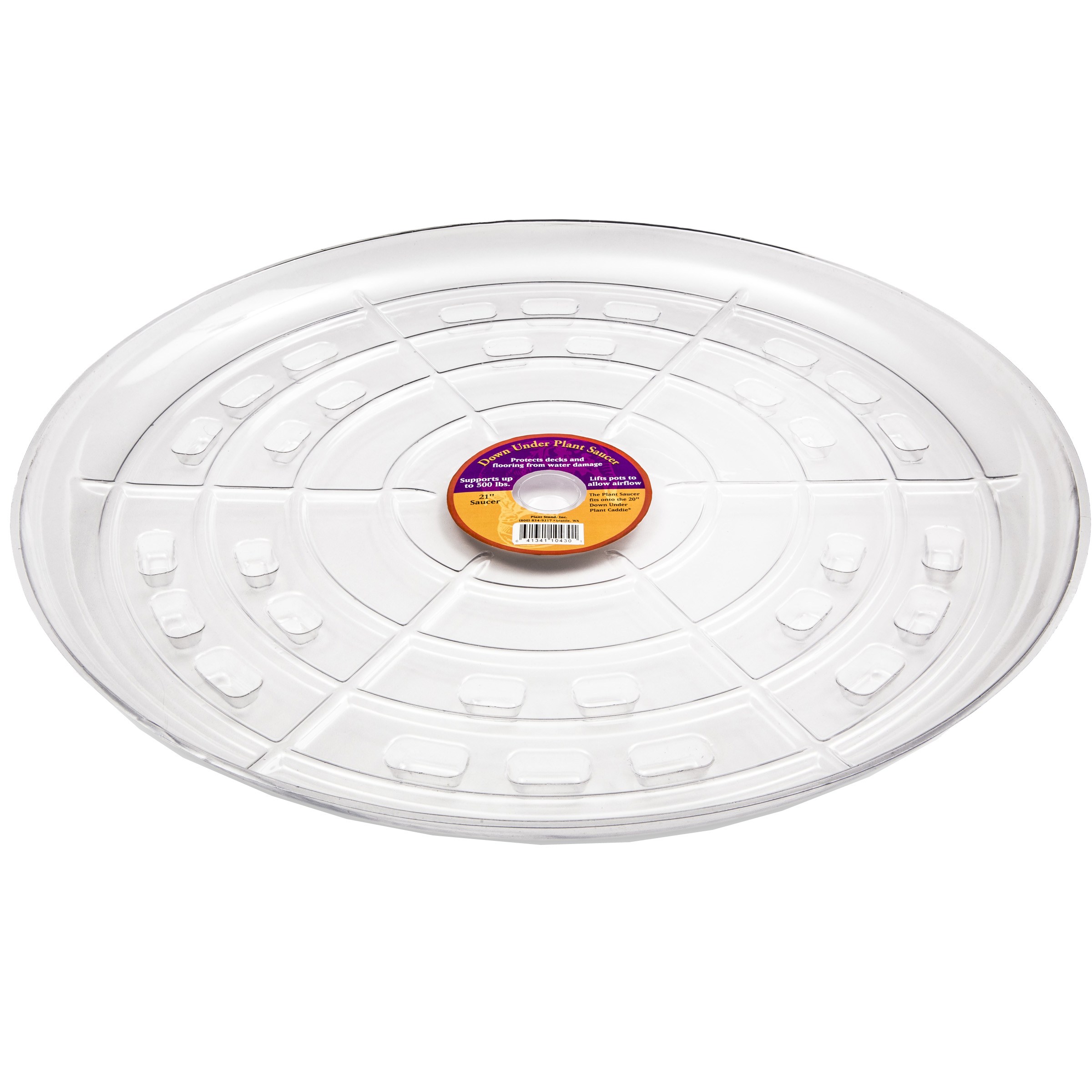 Plant Stand 21" Down Under Saucer Clear — priced per each; minimum 24; multiples of 24