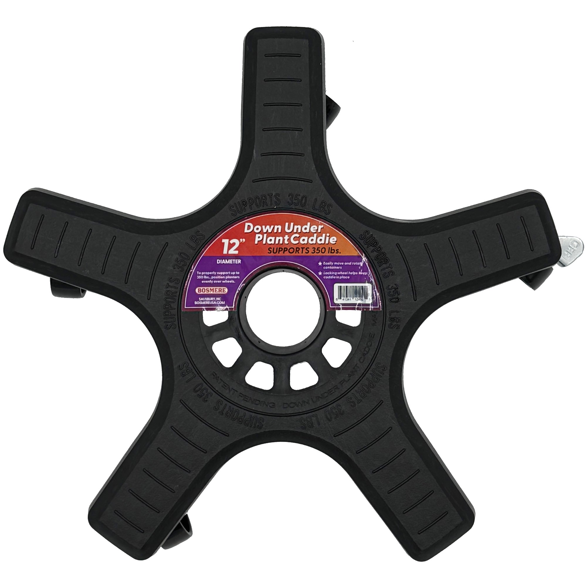 Down Under 12" Plant Caddie w/ 350# Limit Black — priced per each; minimum 6; multiples of 6