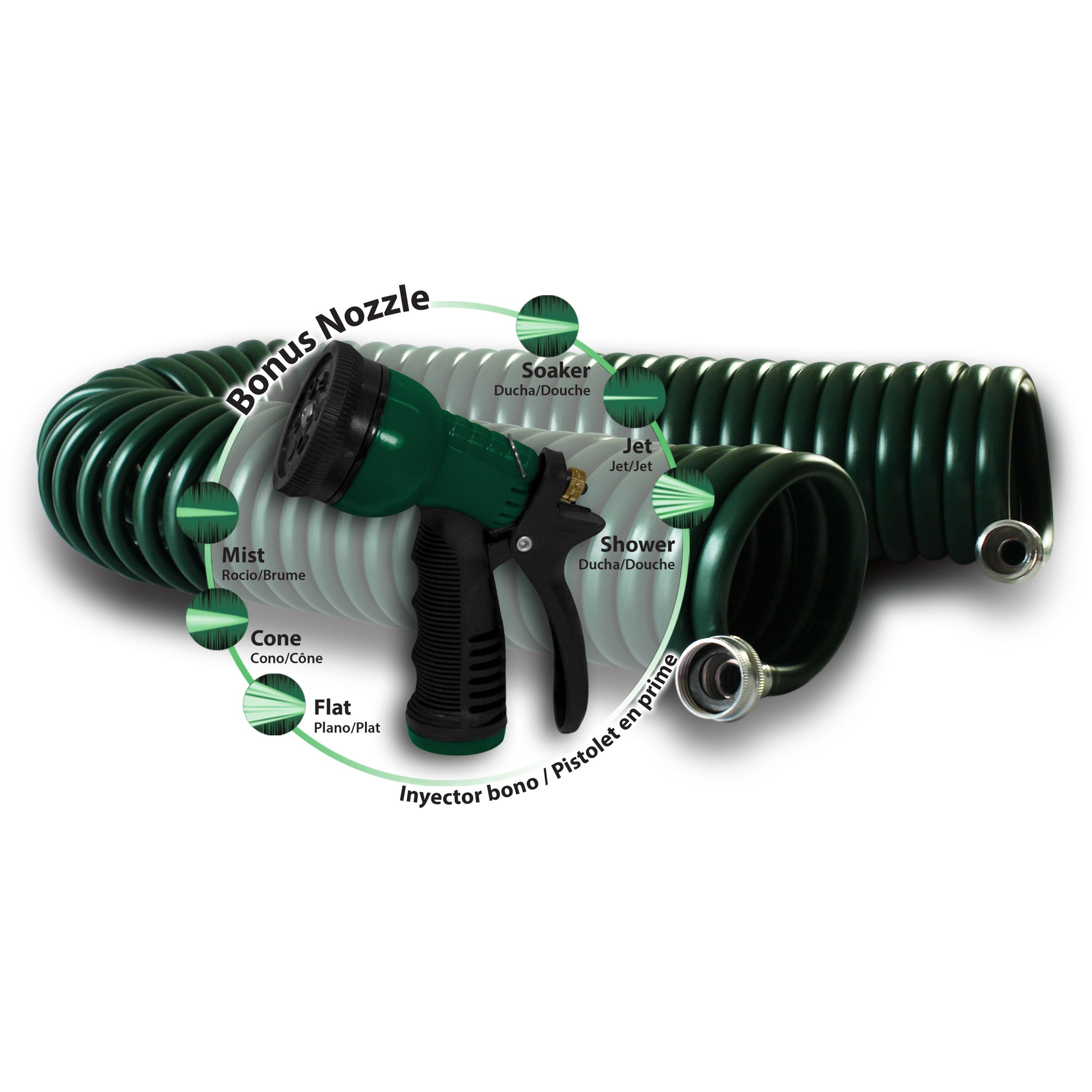 Plastair Springhose W/ Nozzle 50' Hunter Green — priced per each; minimum 6; multiples of 6
