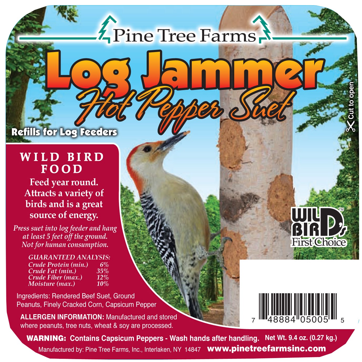 Pine Tree 9.4oz Log Jammer Hot Pepper Suet Plugs