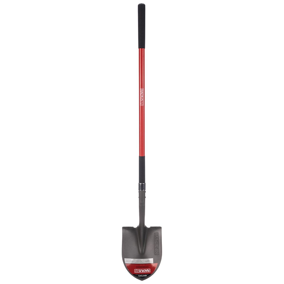 Radius Long Handle Round Point Shovel with Fiberglass Handle — priced per each; minimum 6; multiples of 6
