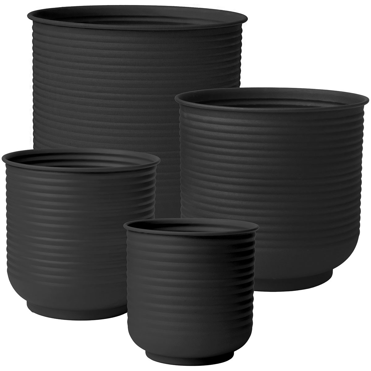 Bloem 6-12" Grove Black Metal Planter Set