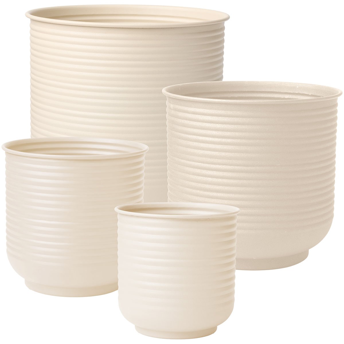 Bloem 6-12" Grove Cream Metal Planter Set