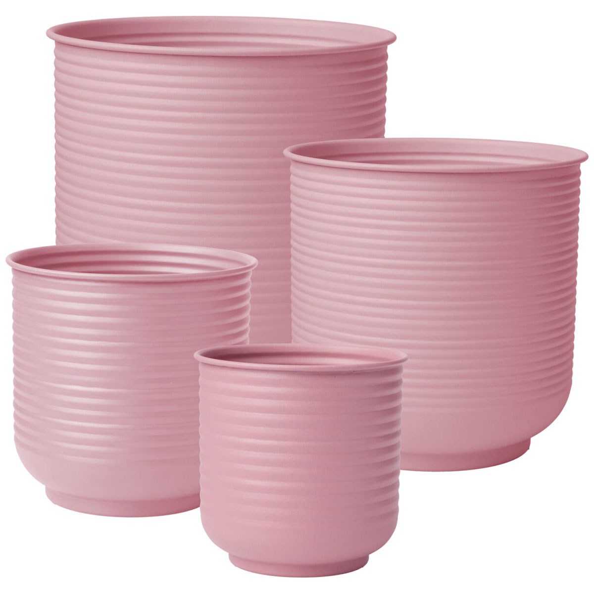 Bloem 6-12" Grove Dusty Rose Metal Planter Set