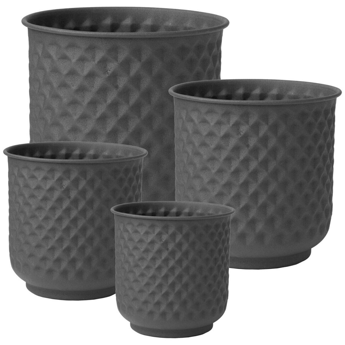 Bloem 6-12" Prism Black Metal Planter Set