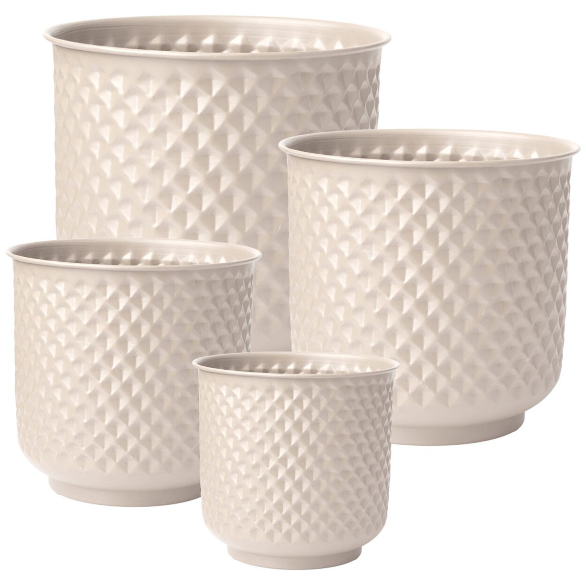 Bloem 6-12" Prism Cream Metal Planter Set
