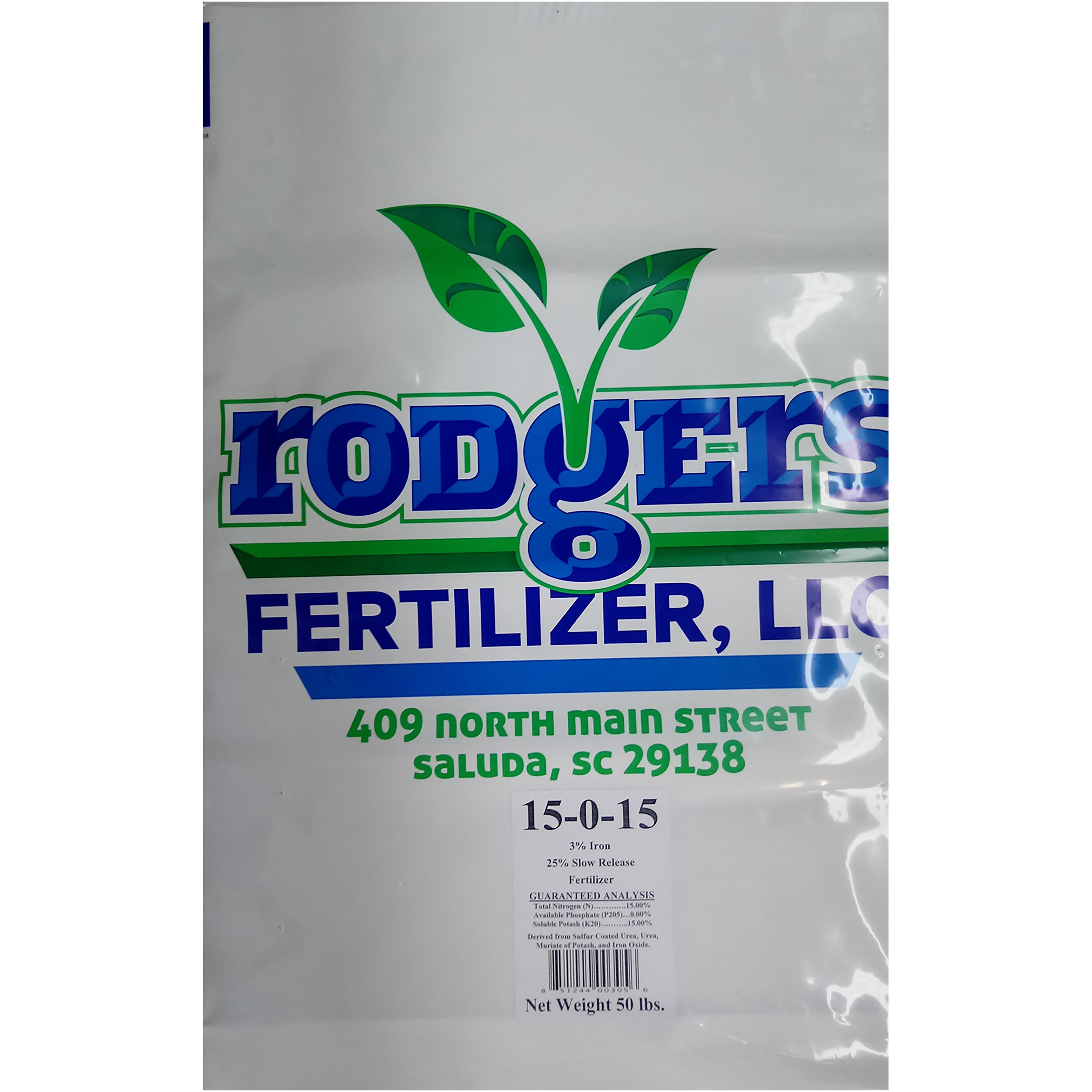 Rodgers 50# 15-0-15 3% FE 25% SCU Fertilizer