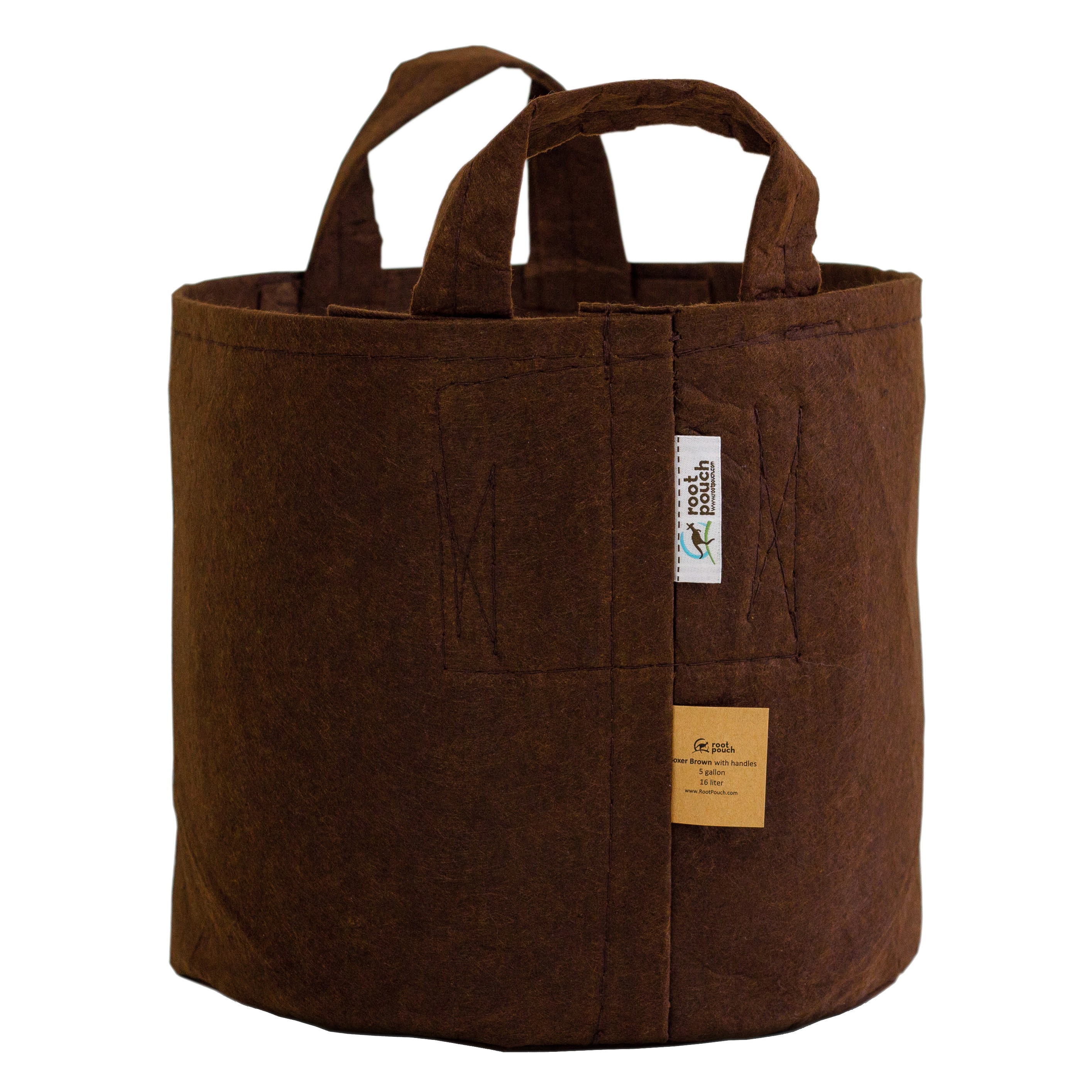 Root Pouch #05 w/ Handle Brown Multi Use 5gal Fabric Pot — priced per each; minimum 10; multiples of 10