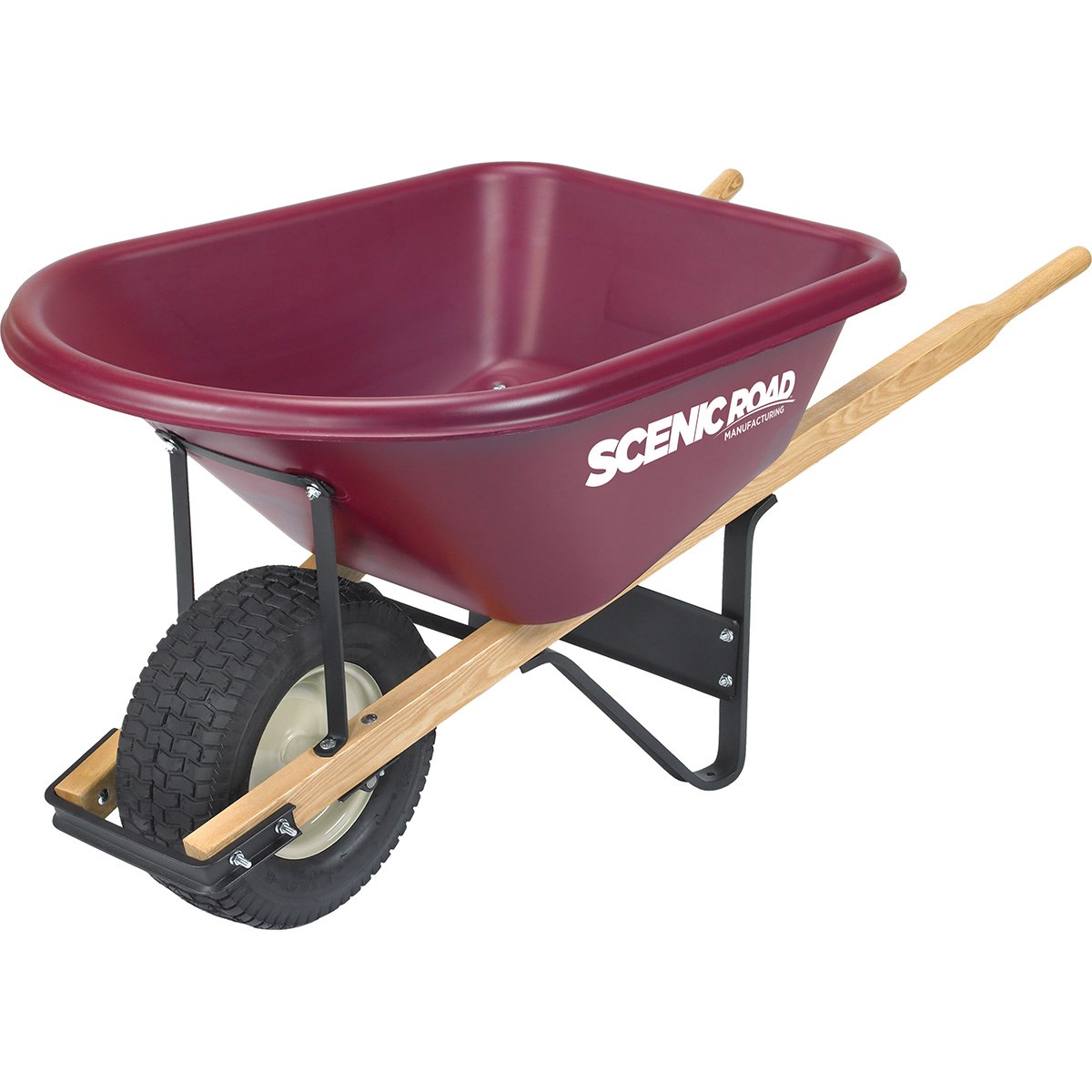 Scenic Road 6cu 1 Wheel w/ Turf Tire Wheelbarrow Maroon