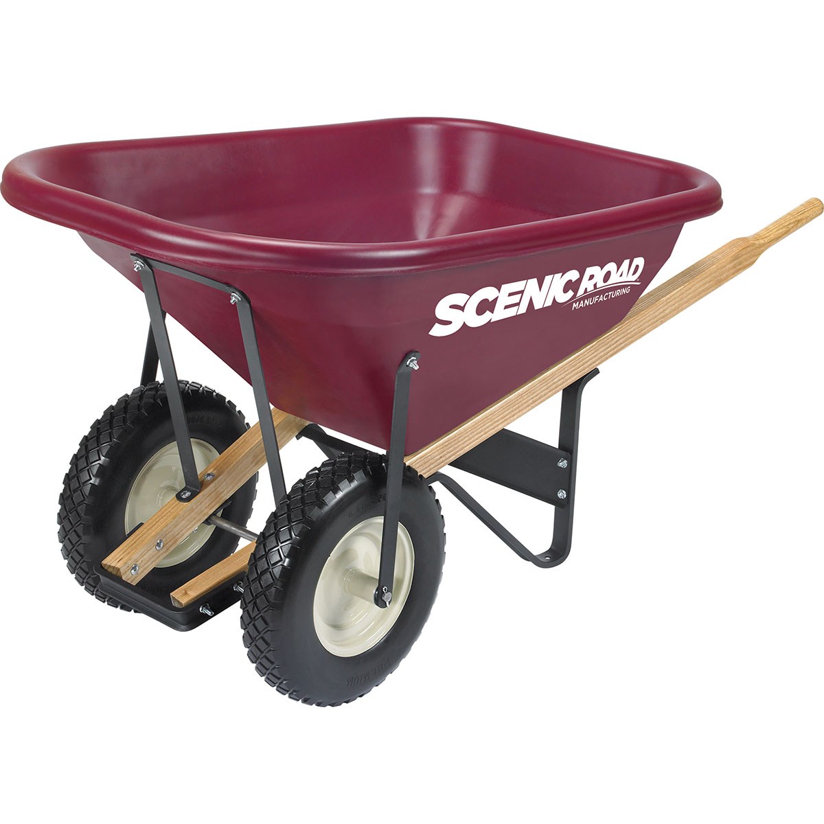 Scenic Road 8cu 2 Wheel w/ Flat Free Tire Wheelbarrow Maroon