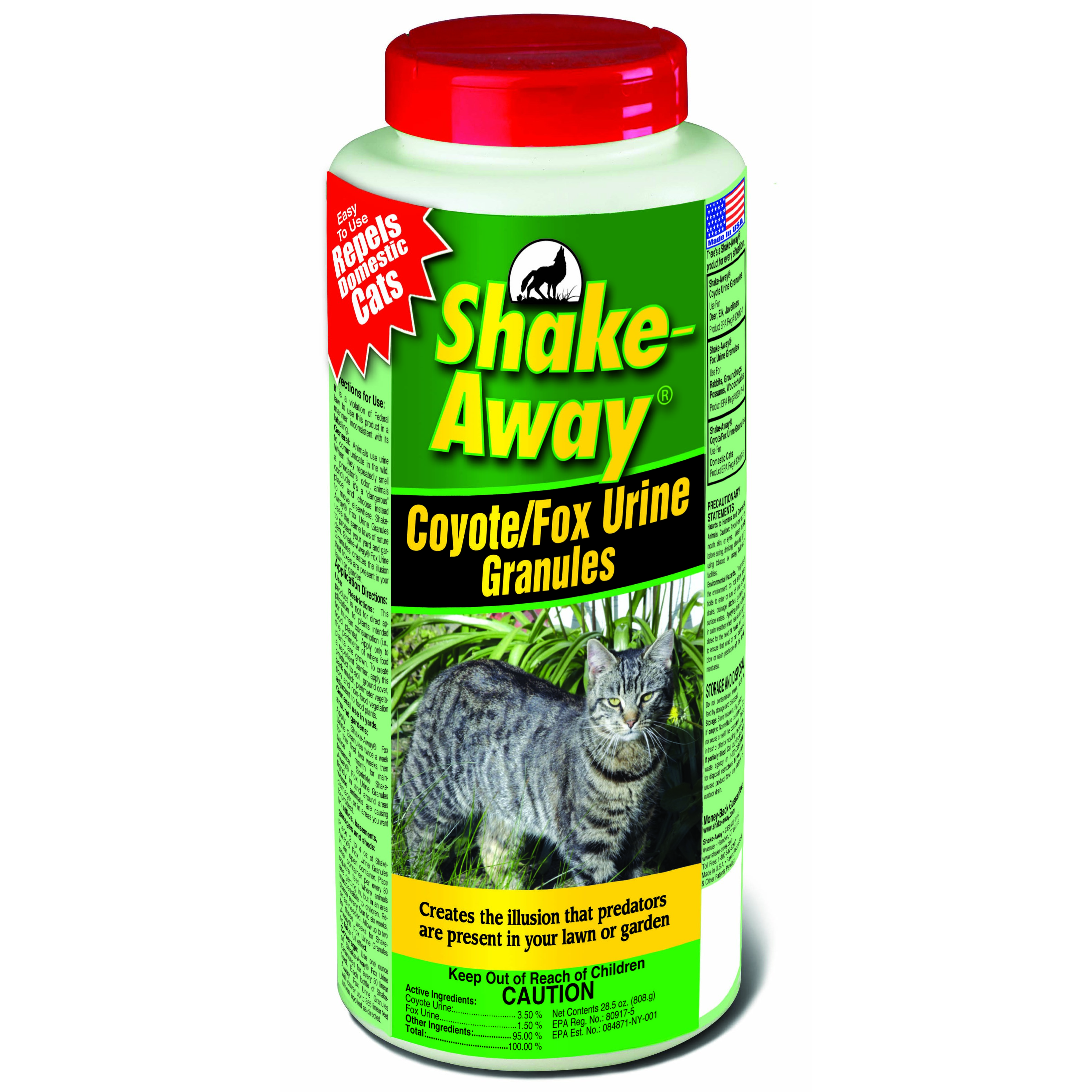 Shake Away 28.5oz Fox Coyote Urine Granules Cat Repellent — priced per each; minimum 12; multiples of 12