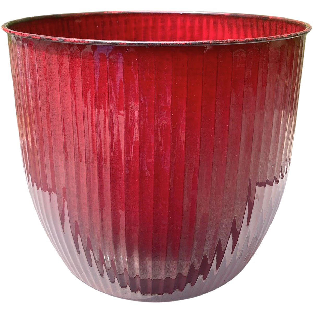 Sun Ceramica 12" San Miguel Metal Pot Blue — priced per each; minimum 4; multiples of 4