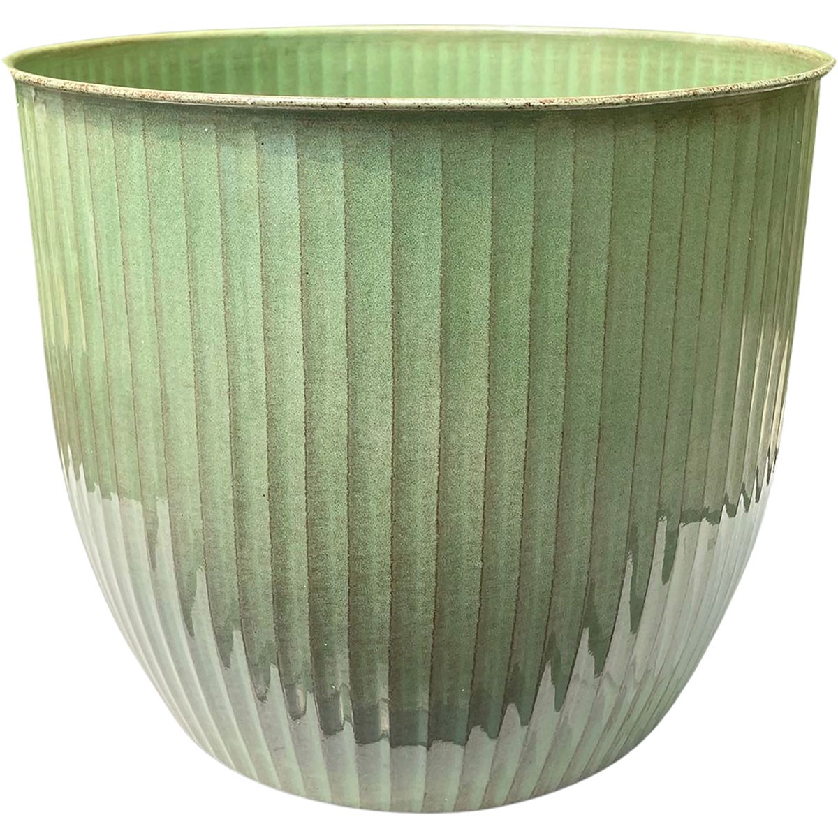 Sun Ceramica 12" San Miguel Metal Pot Yellow — priced per each; minimum 4; multiples of 4