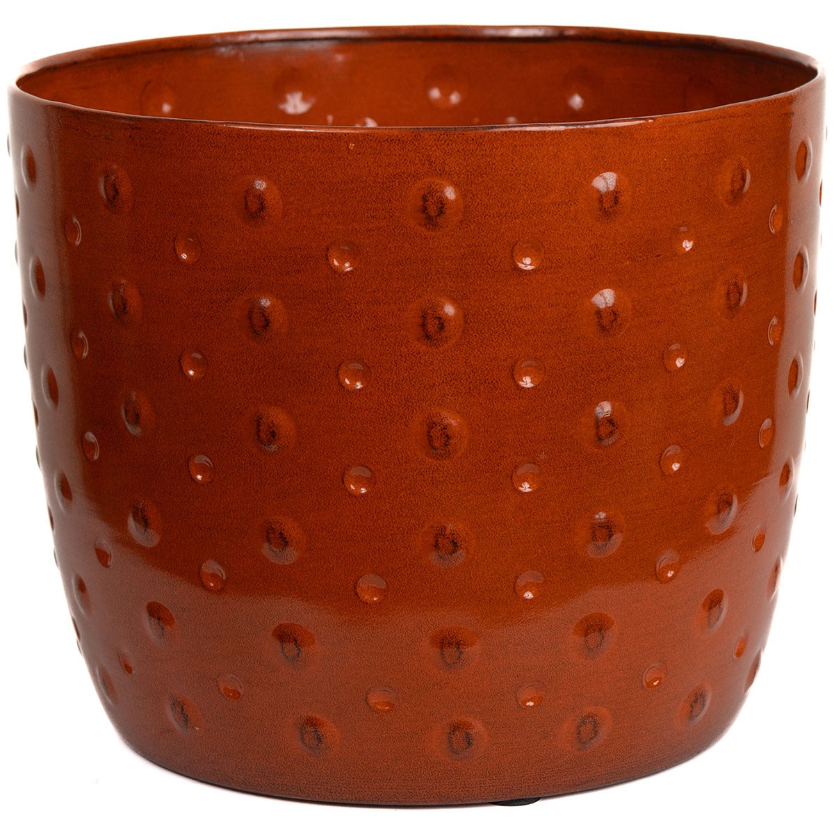 Sun Ceramica 15" San Miguel Metal Pot Orange — priced per each; minimum 4; multiples of 4
