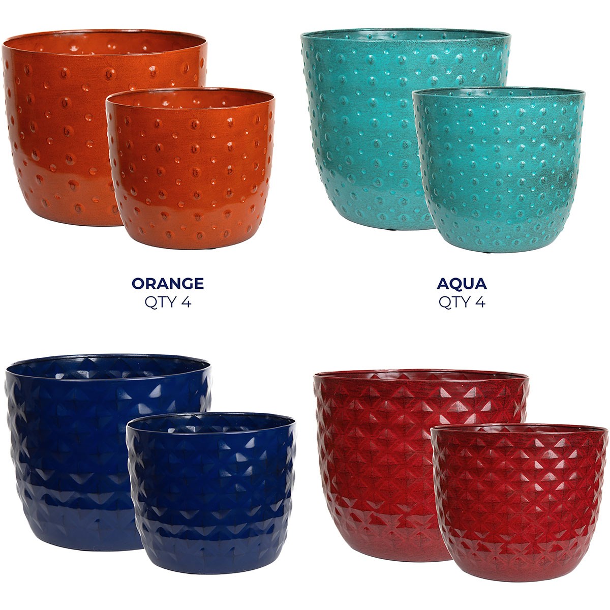 Sun Ceramica 32pc San Miguel Bright Metal Planter Assortment