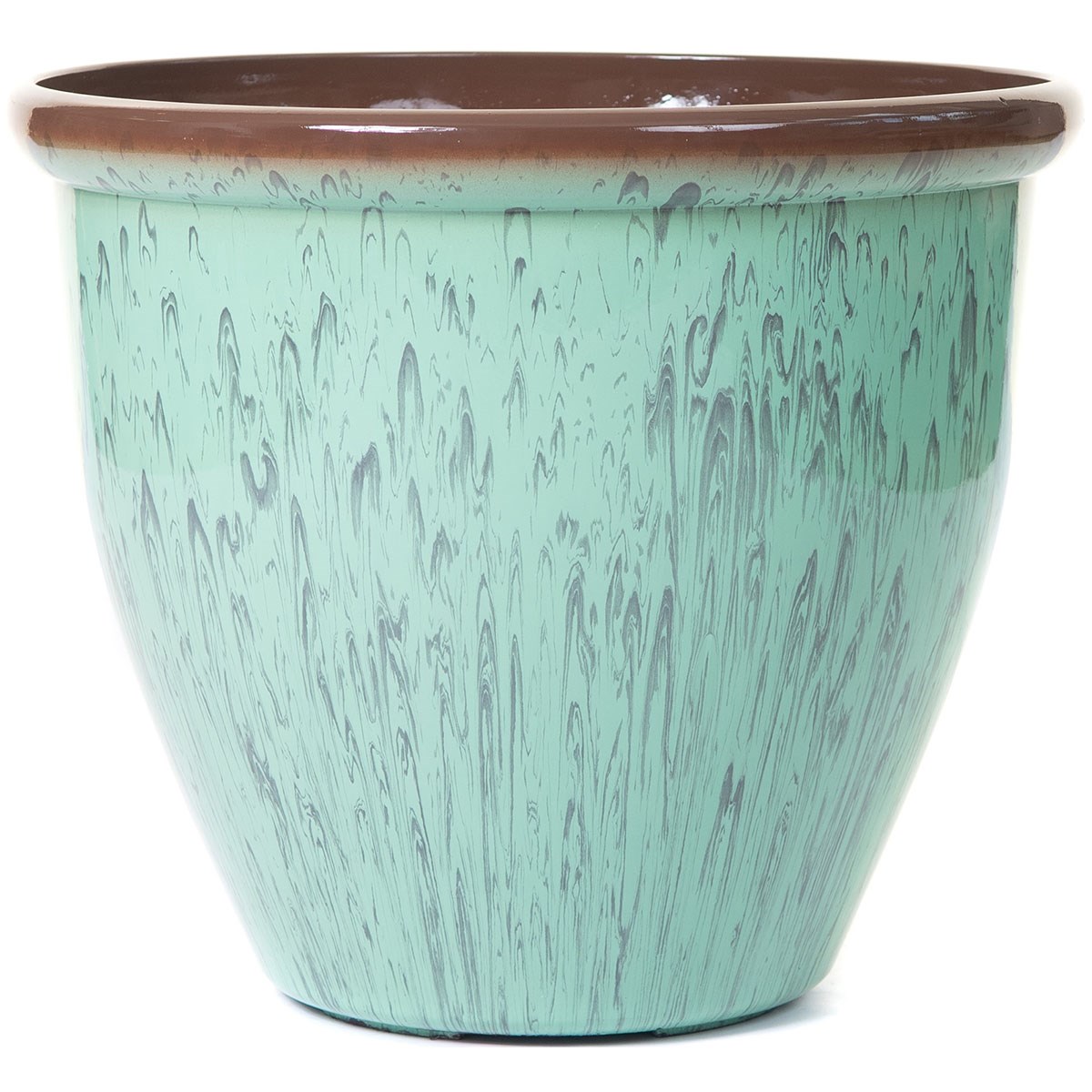 Sun Ceramica 15" Running Glaze Planter Green — priced per each; minimum 4; multiples of 4