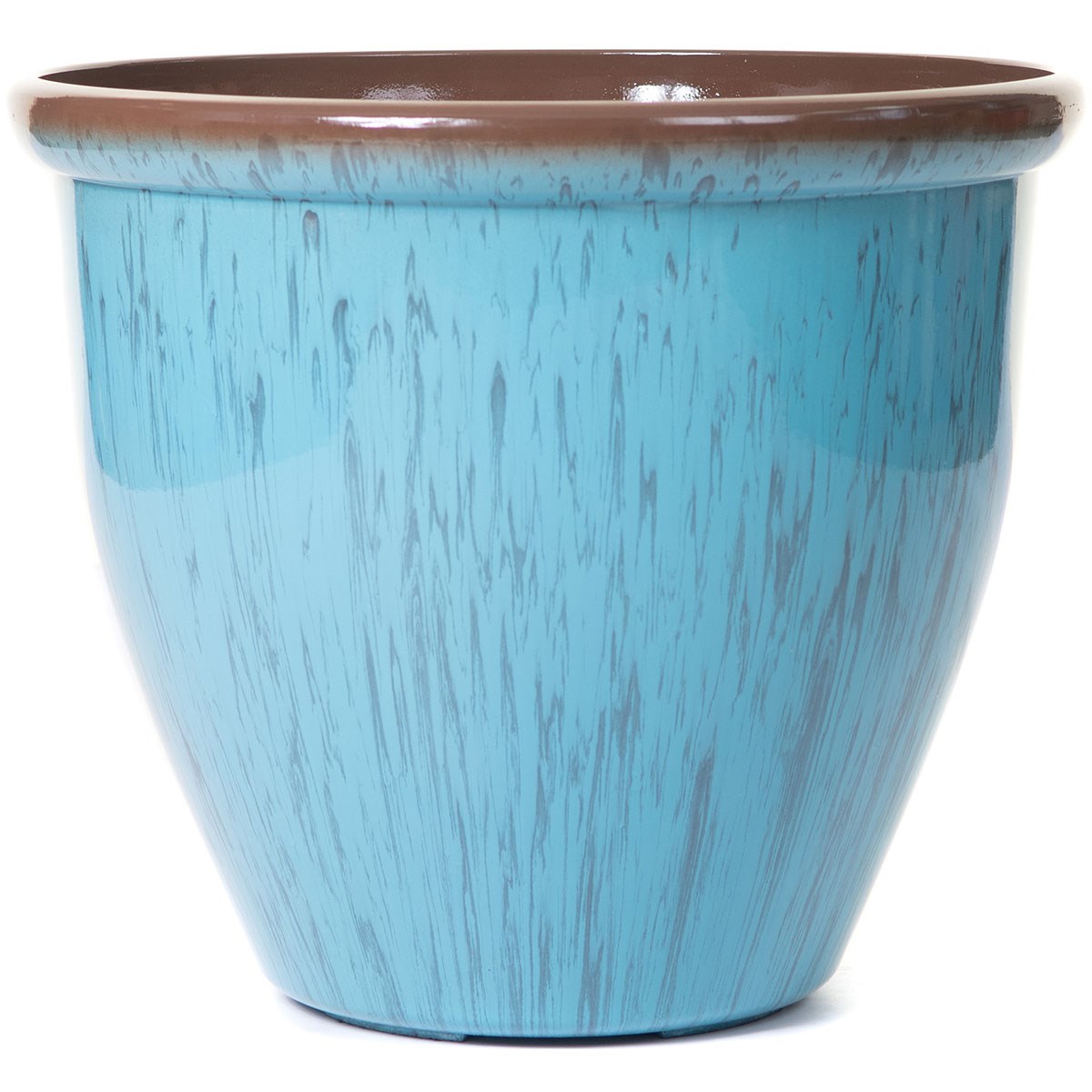 Sun Ceramica 15" Running Glaze Planter Aqua — priced per each; minimum 4; multiples of 4