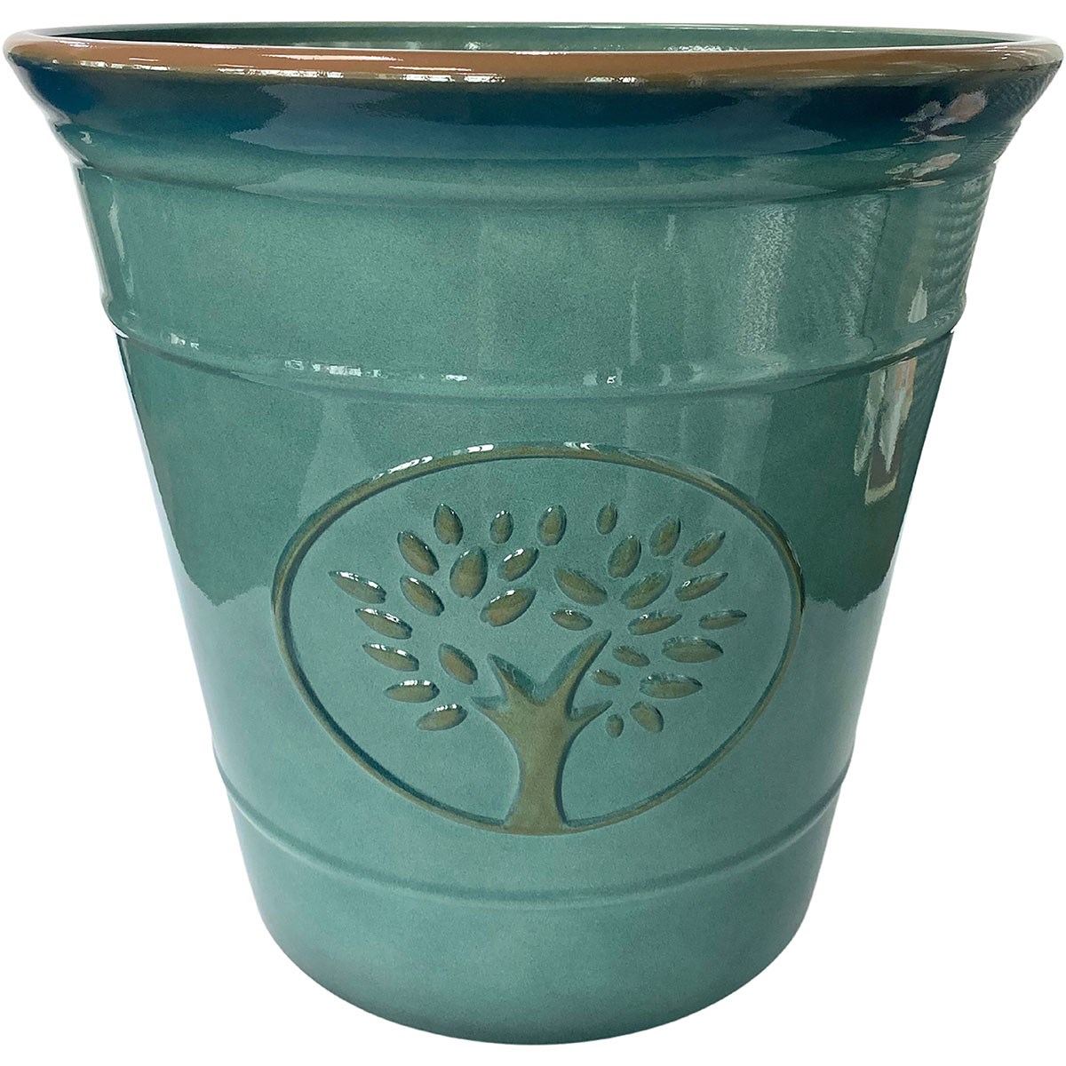 Sun Ceramica 15.75" Country Garden Pot Aqua — priced per each; minimum 4; multiples of 4