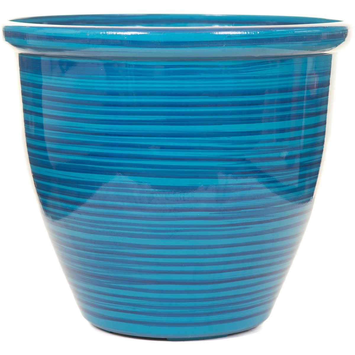 Sun Ceramica 12" Lightweight Hand Painted Planter Blue 12"x11"