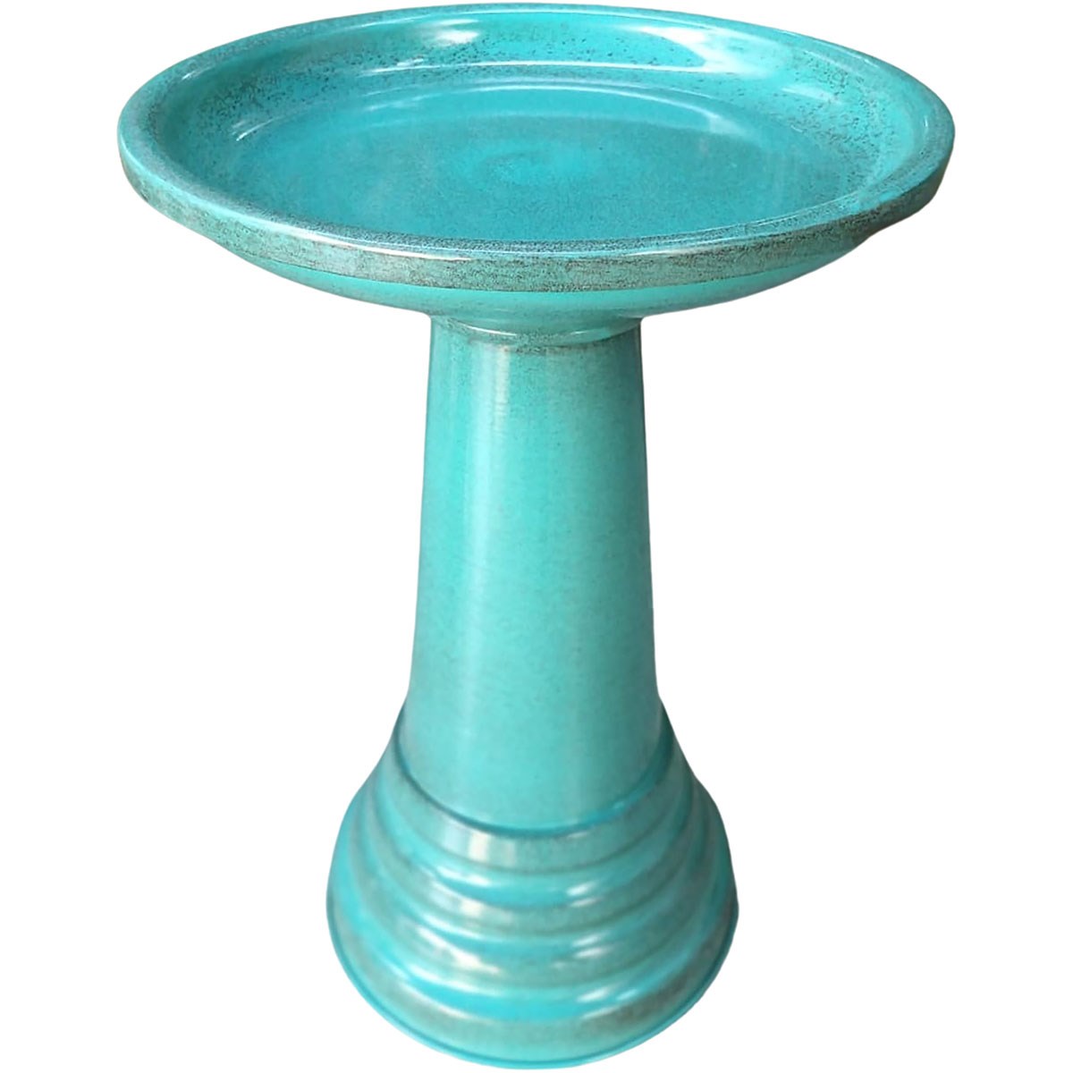 Sun Ceramica 18" Metal Birdbath Aqua — priced per each; minimum 2; multiples of 2
