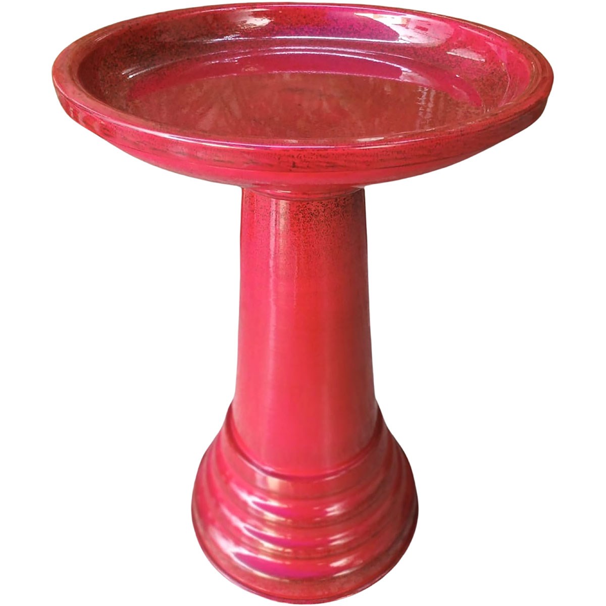Sun Ceramica 18" Metal Birdbath Red — priced per each; minimum 2; multiples of 2