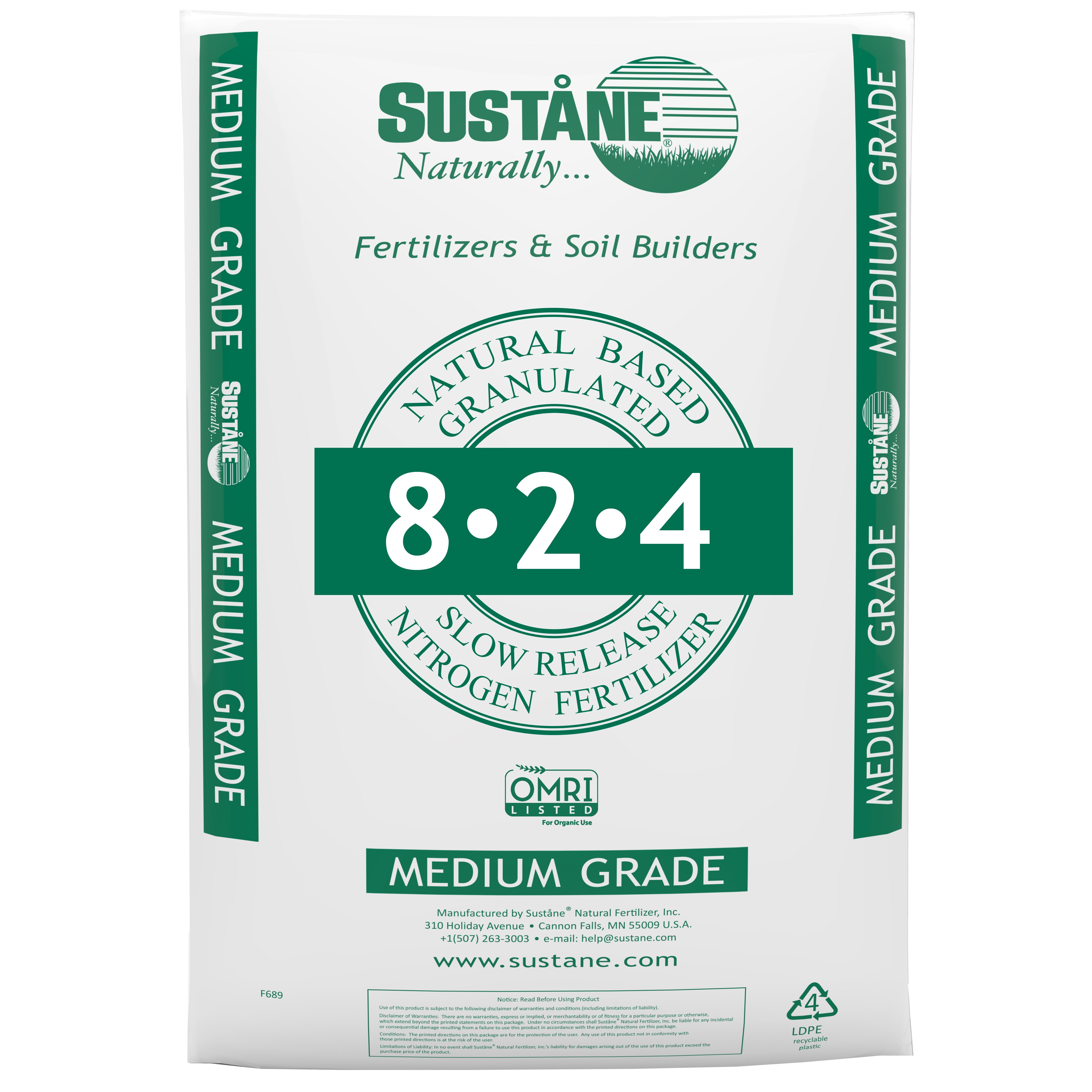 Sustane 8-2-4 Med 50Lb OMRI — Single Unit