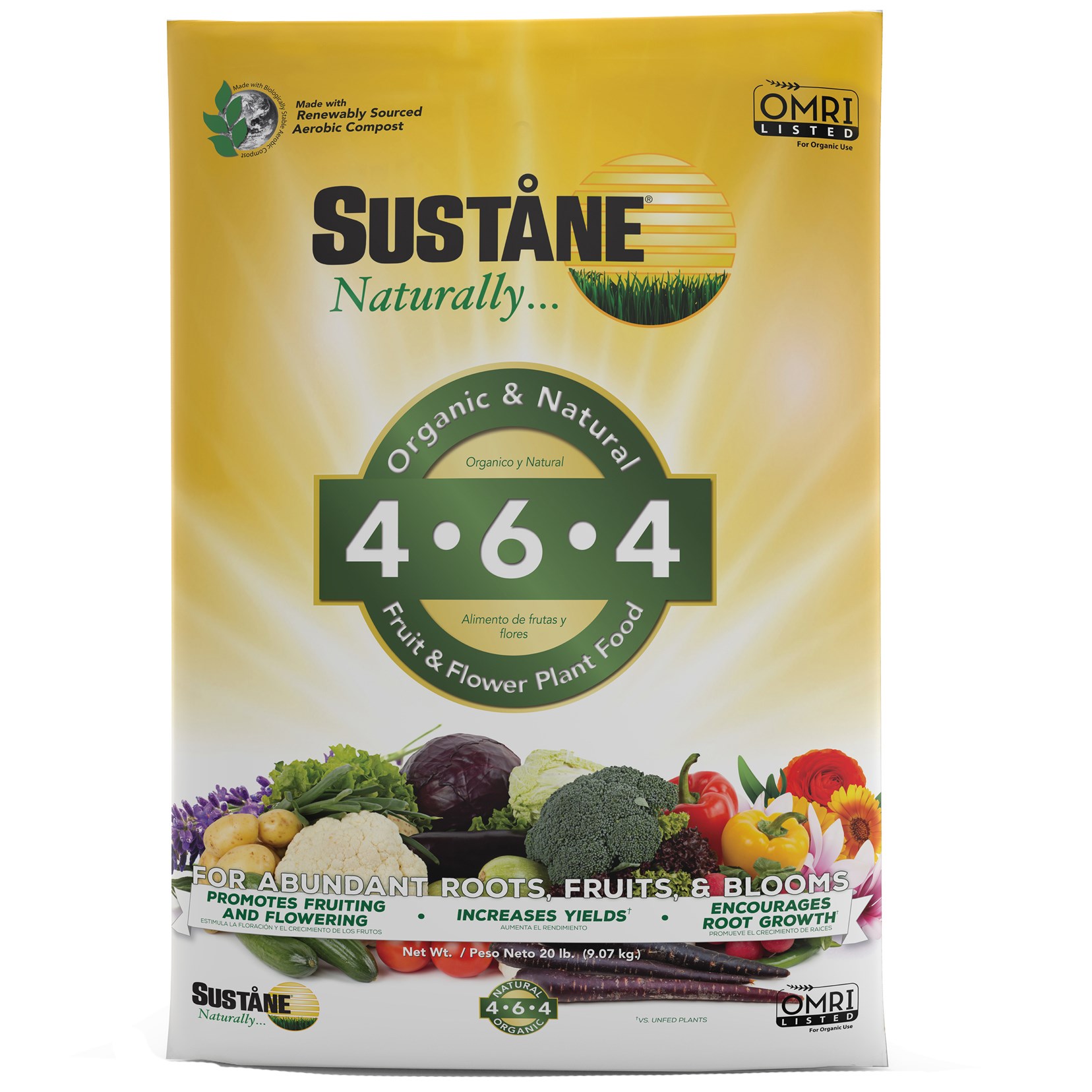 Sustane 20# 4-6-4 Flower Veg Plant Food 100/PLT
