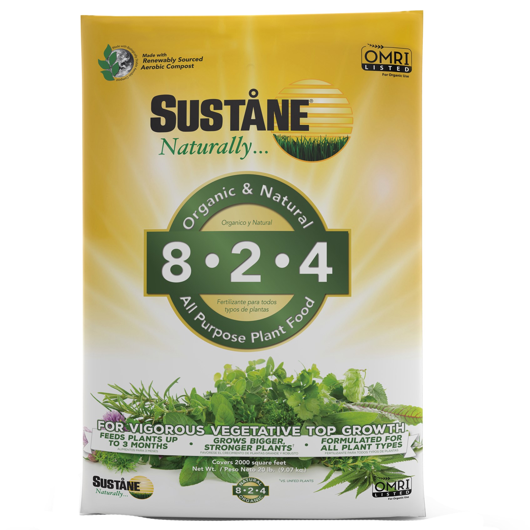 Sustane 20# 8-2-4 Lawn & Plant Food 100/PLT