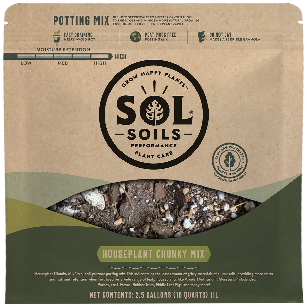 Sol Soils 10qt Houseplant Chunky Mix — priced per each; minimum 4; multiples of 4