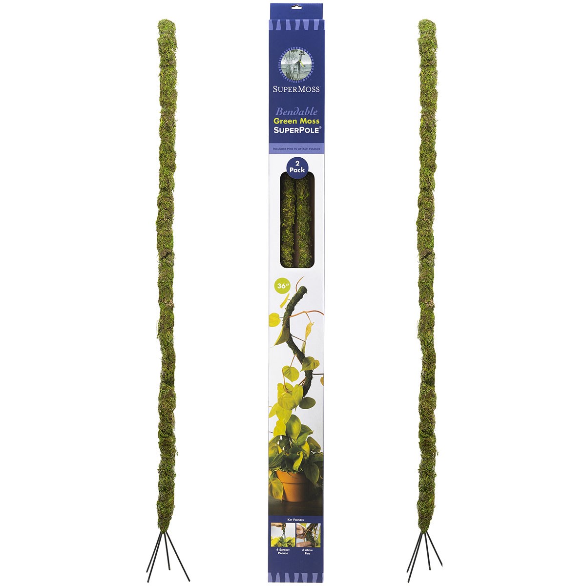 SuperMoss 2pk 36" Bendable Green Moss SuperPole