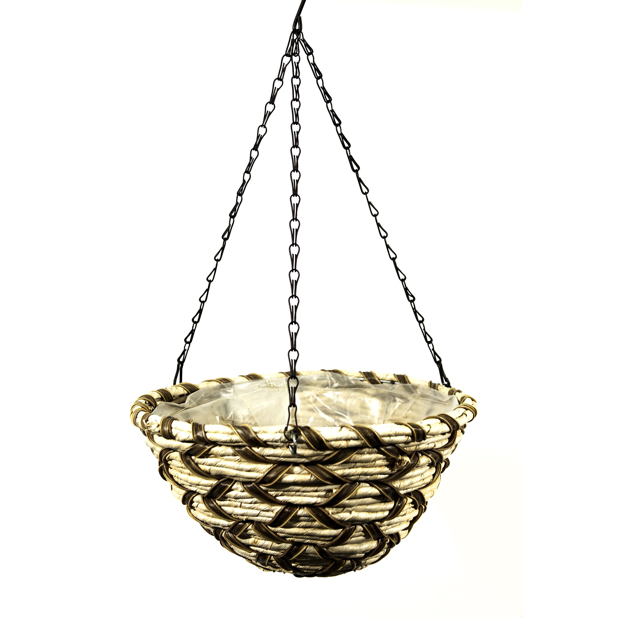 SuperMoss 14" Round Woven Hanging Basket Natural Snowbird