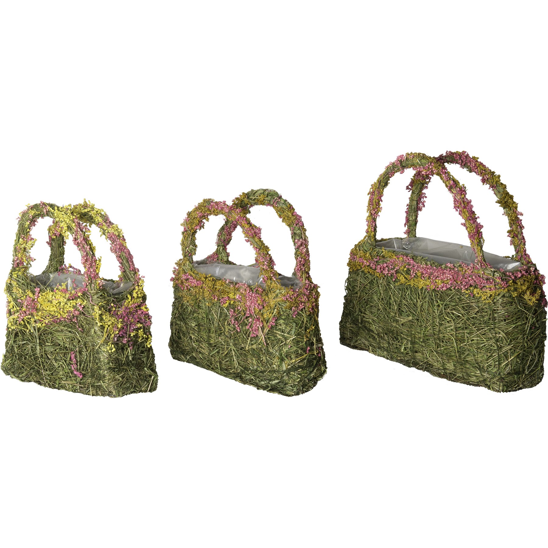 SuperMoss 3pc Set Beaumont Lavender Purse Moss Deco Planters