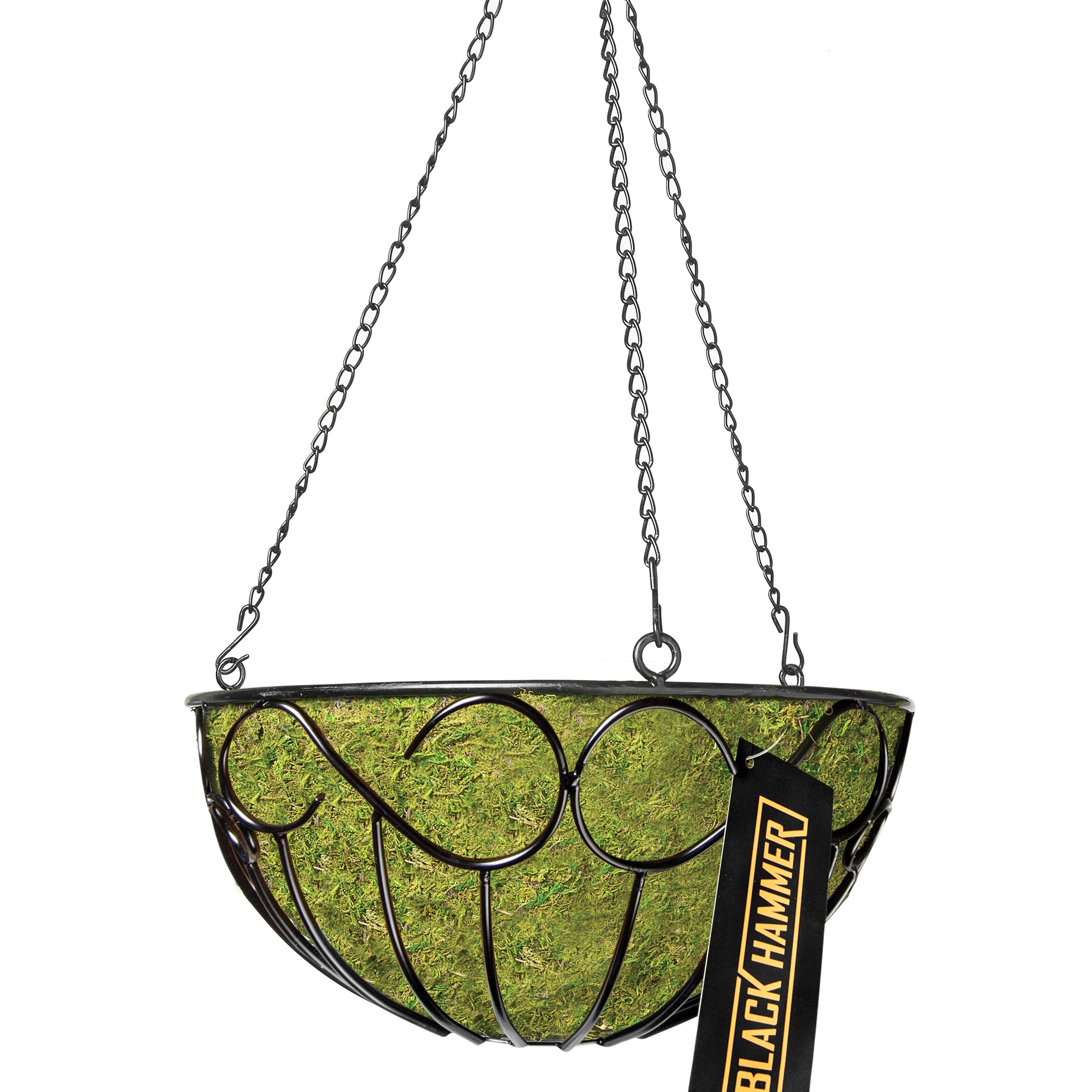 SuperMoss 14" Black Hammer Wire Round Hanging Basket Bristol