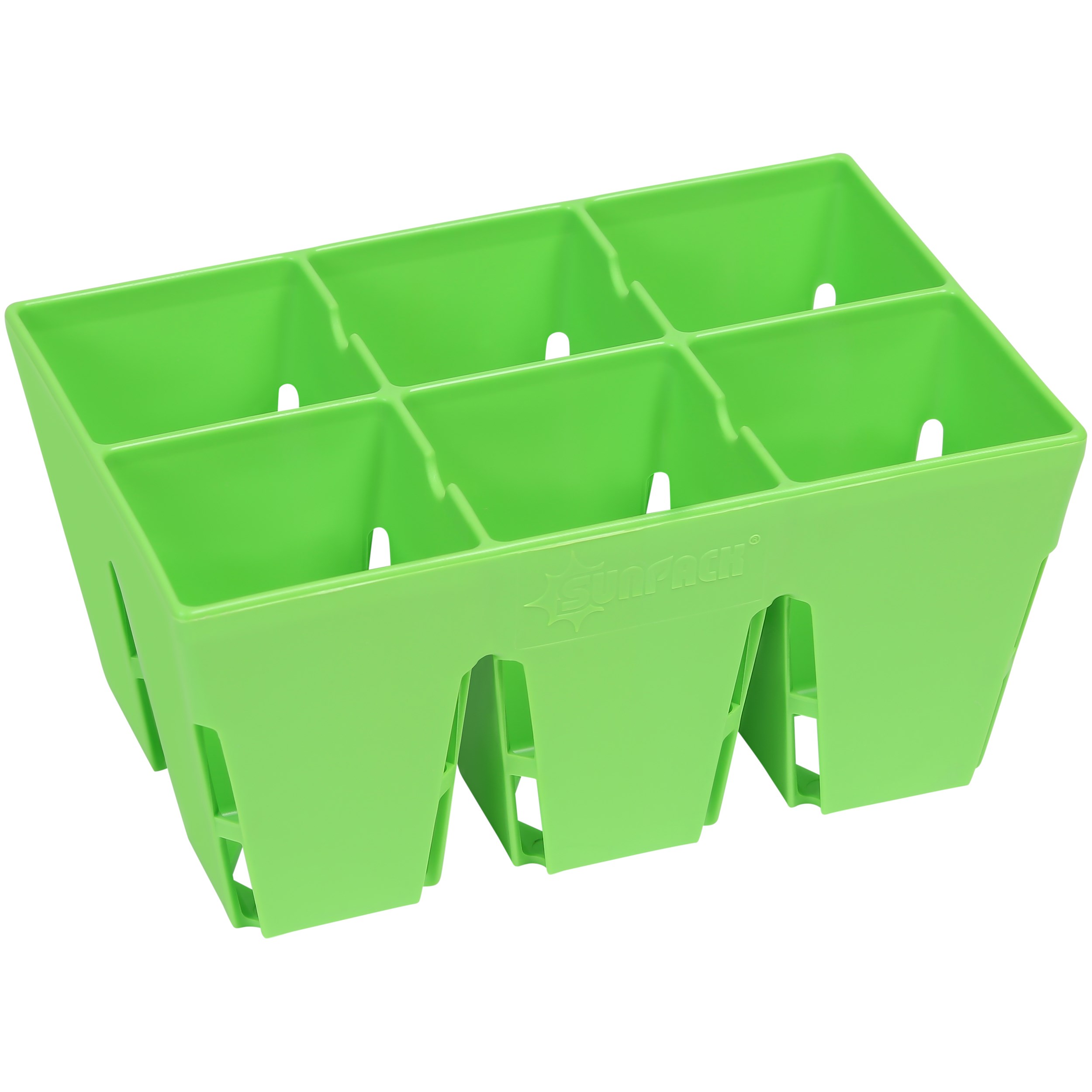 Sunpack 6 Cell Mega Square Insert Green — priced per each; minimum 48; multiples of 48