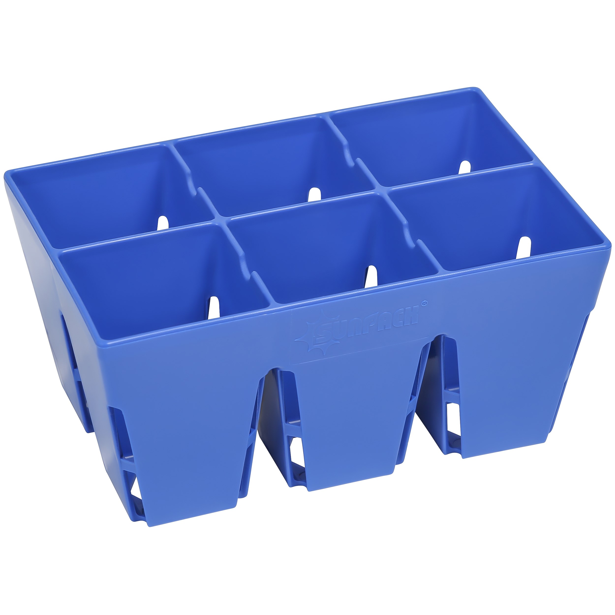 Sunpack 6 Cell Mega Square Insert Blue — priced per each; minimum 48; multiples of 48