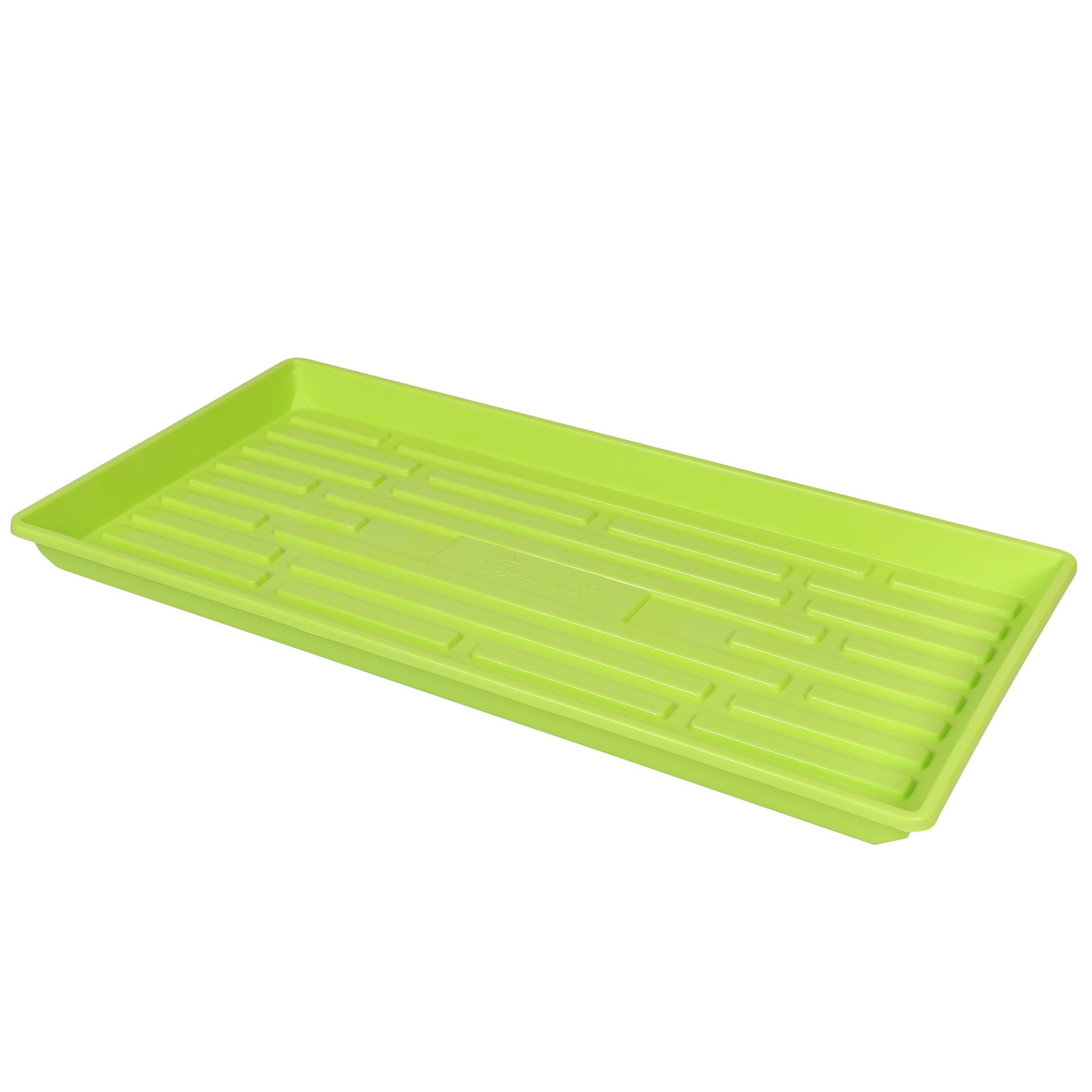SunPack 1020 Heavy Duty Shallow Tray, No Holes, Lime Green — priced per each; minimum 5; multiples of 5