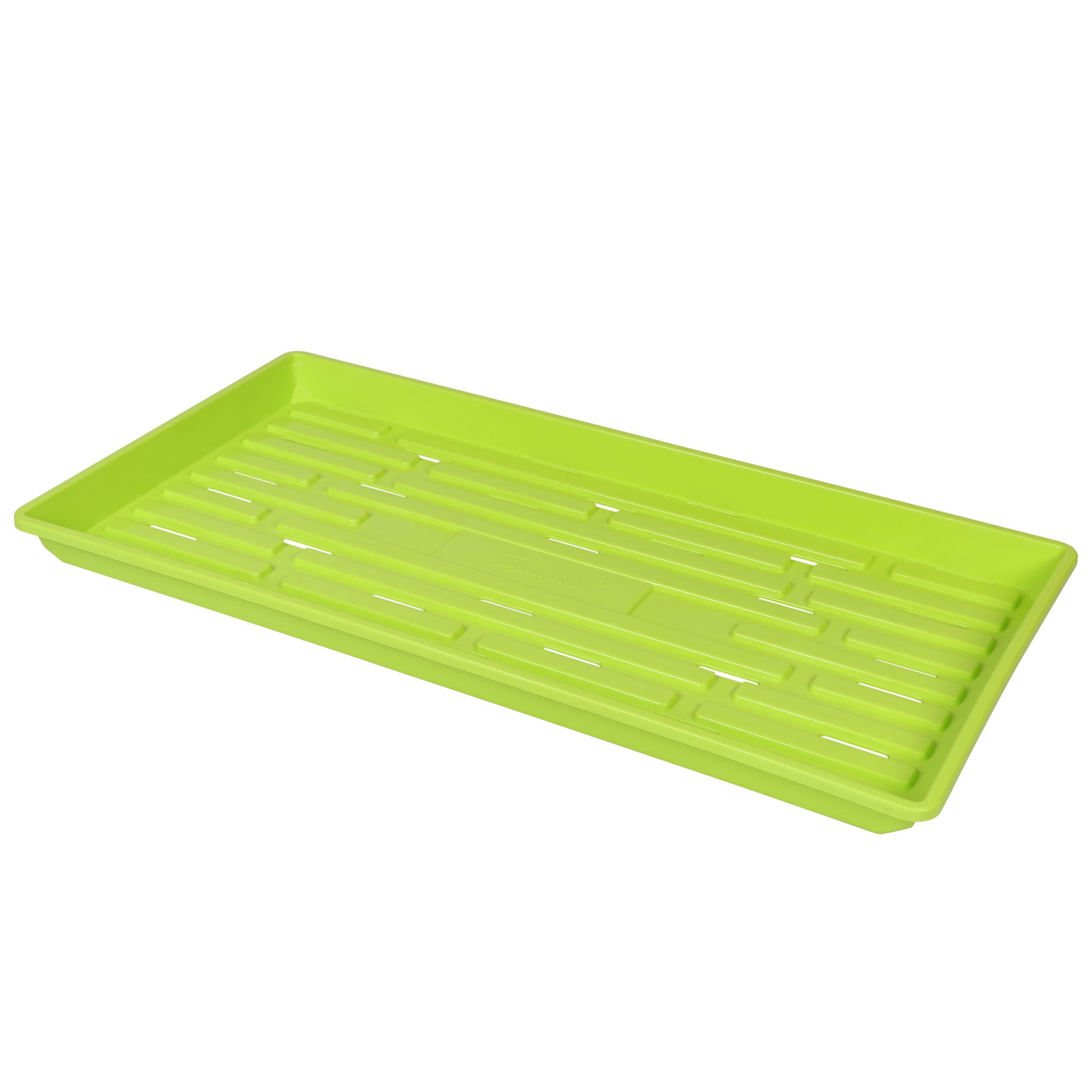 SunPack 1020 Heavy Duty Shallow Tray, Lime Green w/Hole — priced per each; minimum 5; multiples of 5