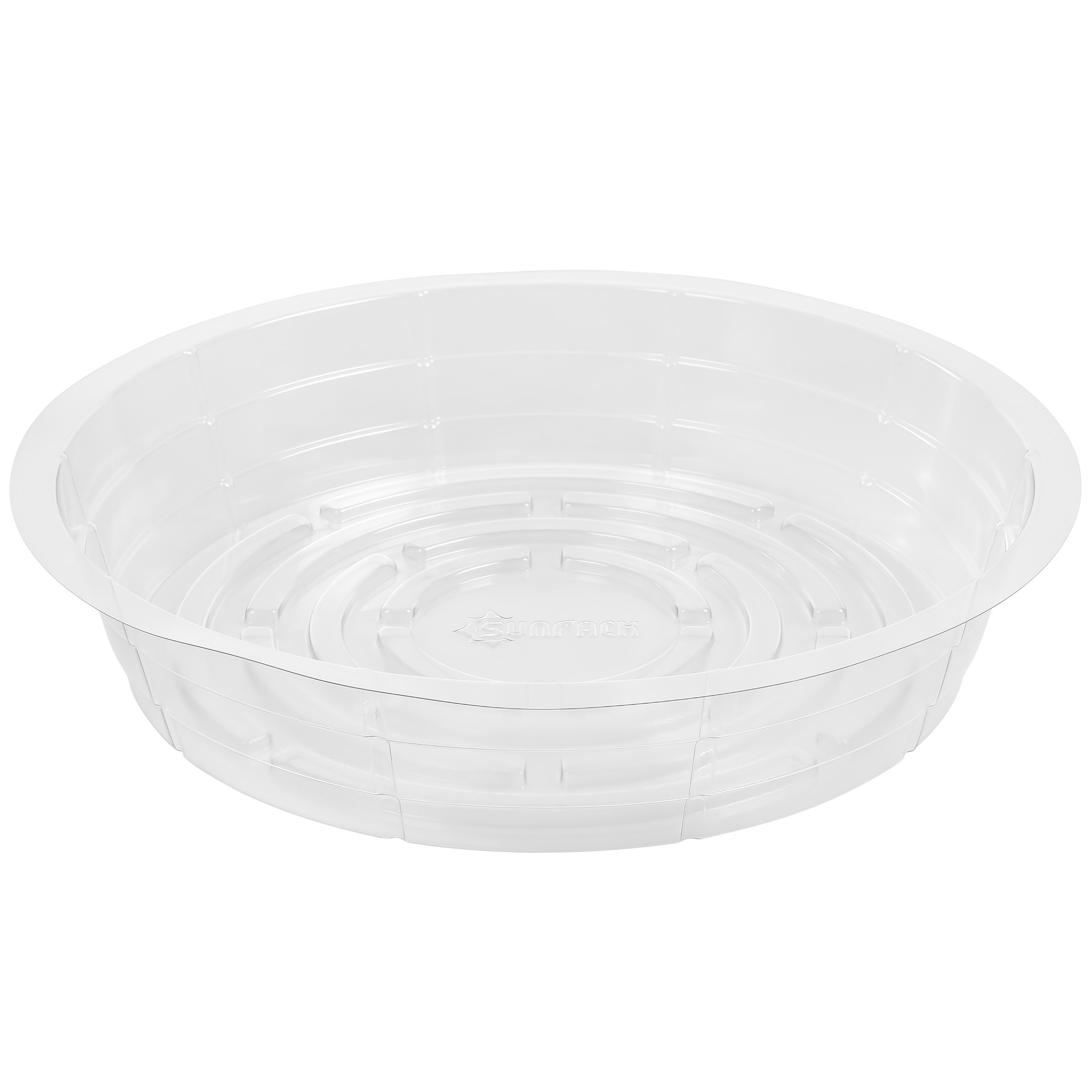 SunPack 12" Clear Premium Saucer — priced per each; minimum 10; multiples of 10
