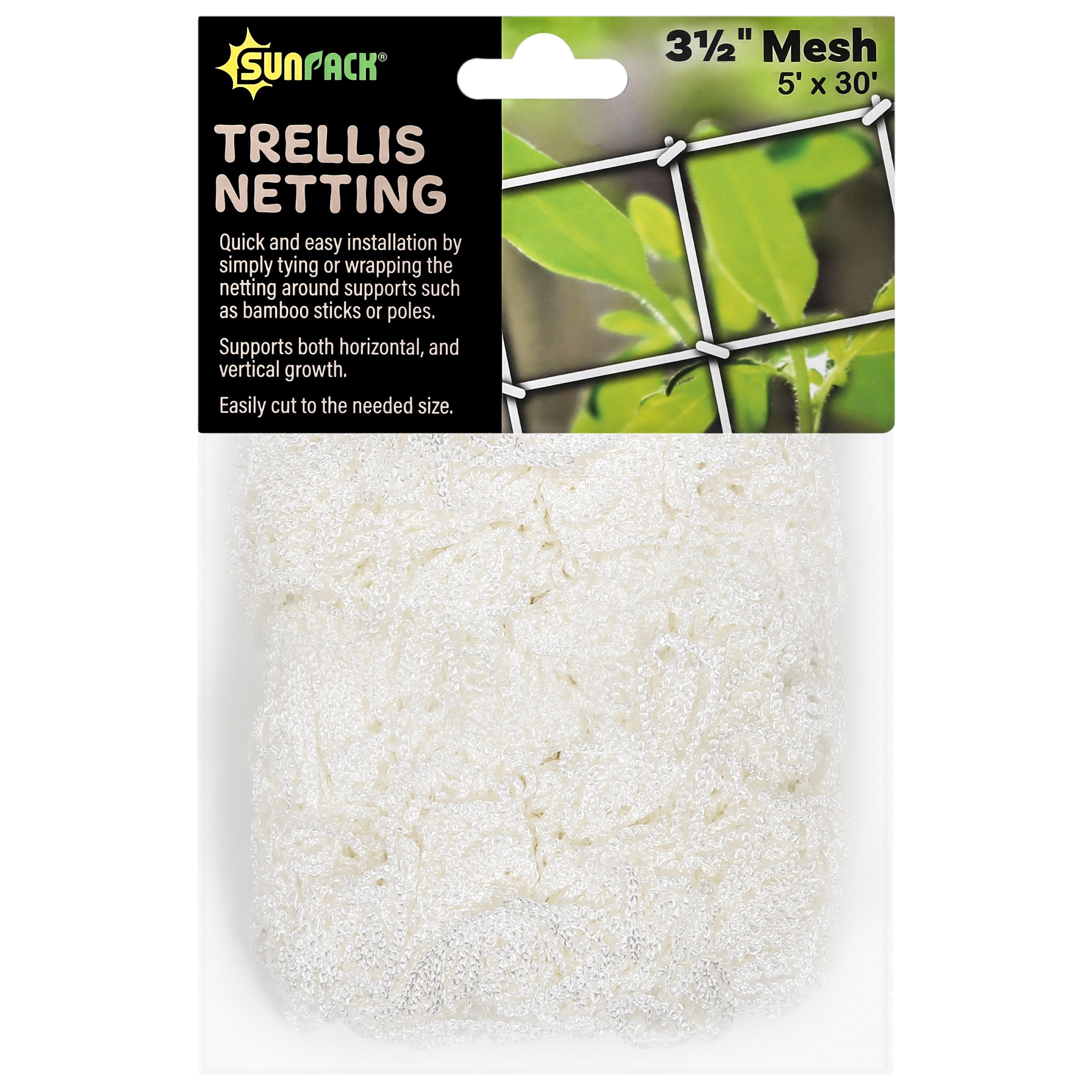 SunPack 5'x30' Woven Trellis Netting 3.5" Mesh — priced per each; minimum 12; multiples of 12