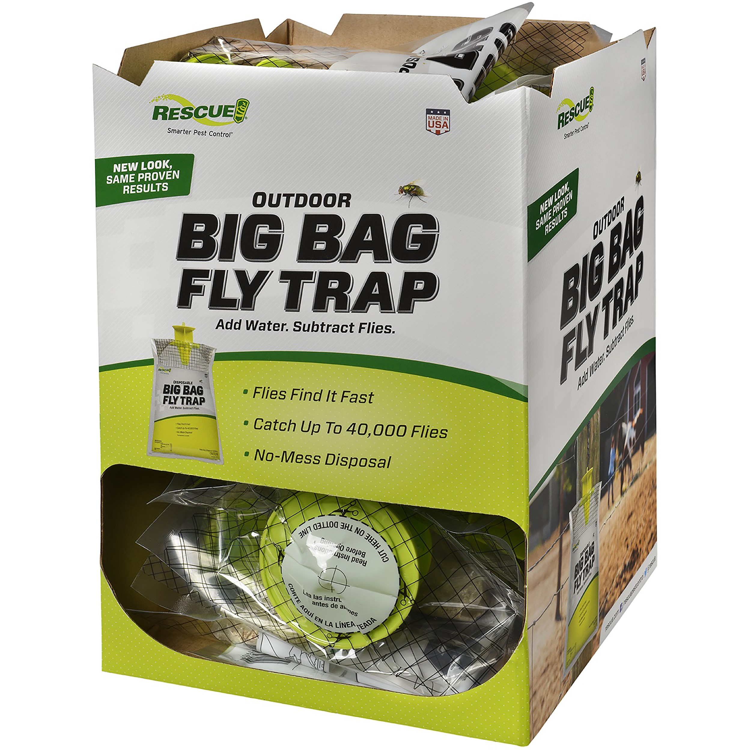 Rescue Big Fly Trap Gravity Feed Display Box — priced per each; minimum 12; multiples of 12