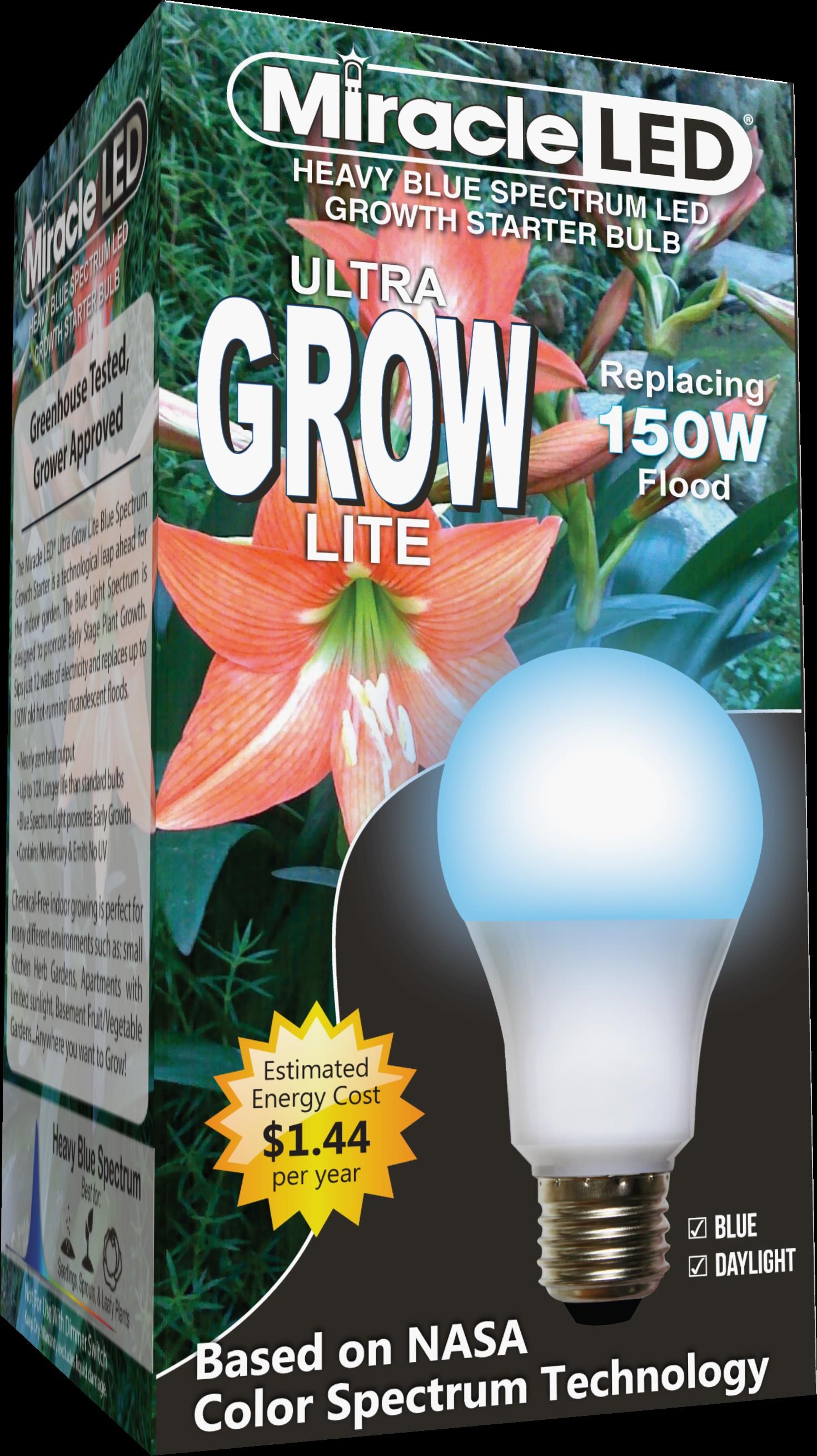 Miracle LED Commercial Hydroponic Ultra Grow Lite, Replaces up to 150W, Blue Spectrum LED Grow Bulb for Seed Starting