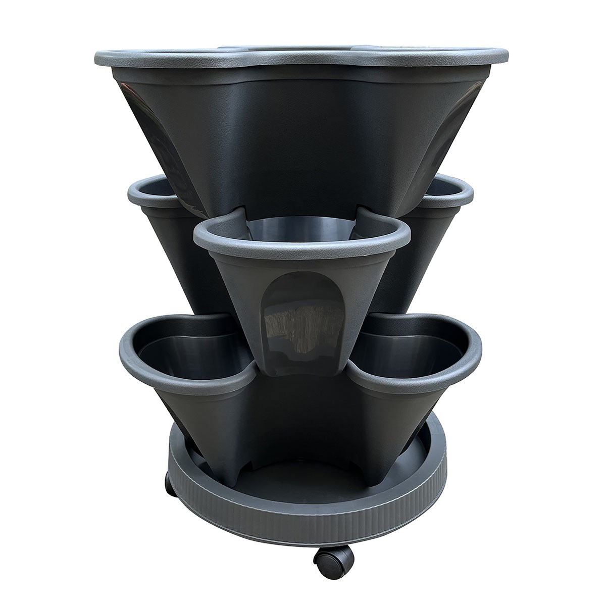 Southern Patio Berry 3 Layer Planter Black Plus Base