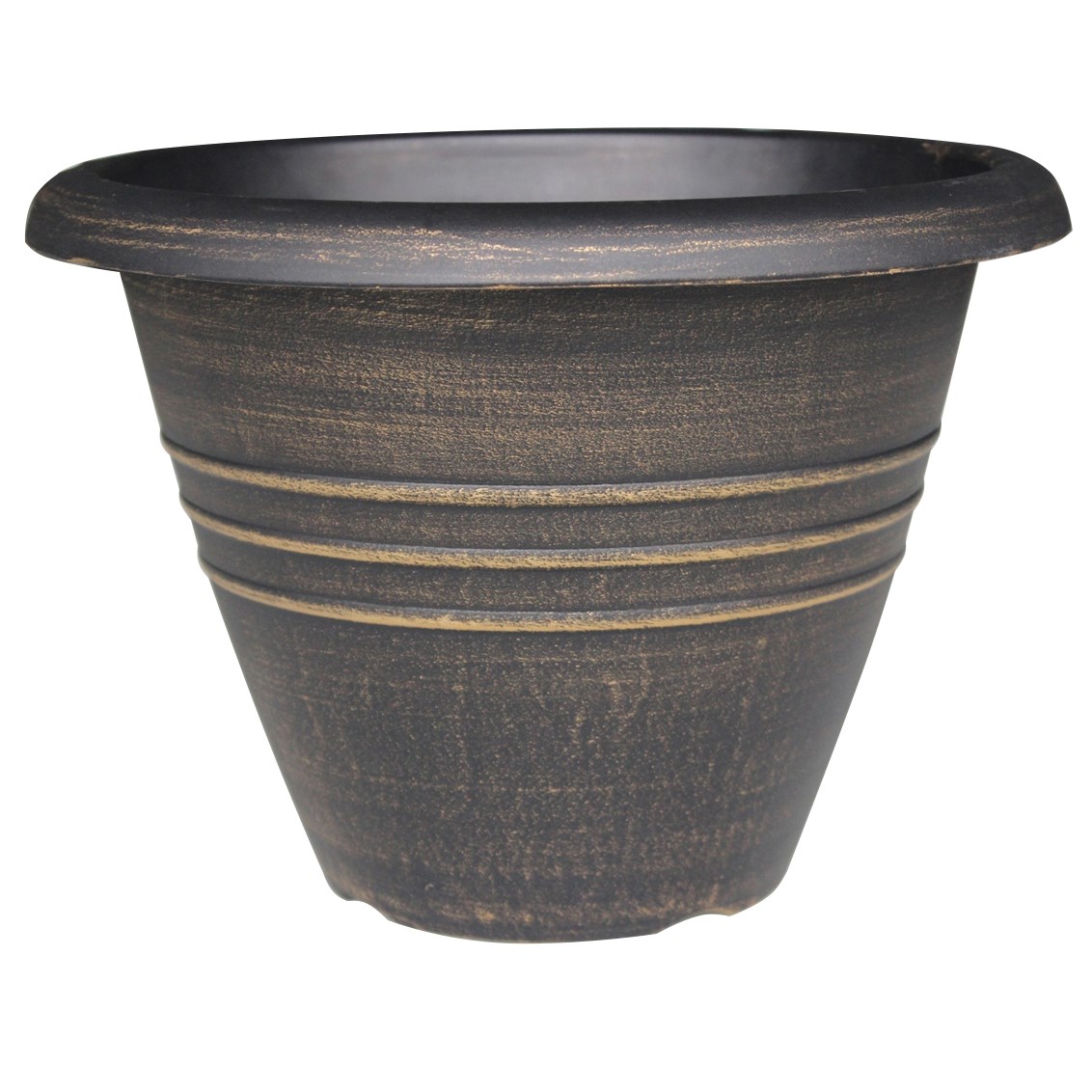 Grower Select 13in Round Trio Planter Gold Wash — Case of 36