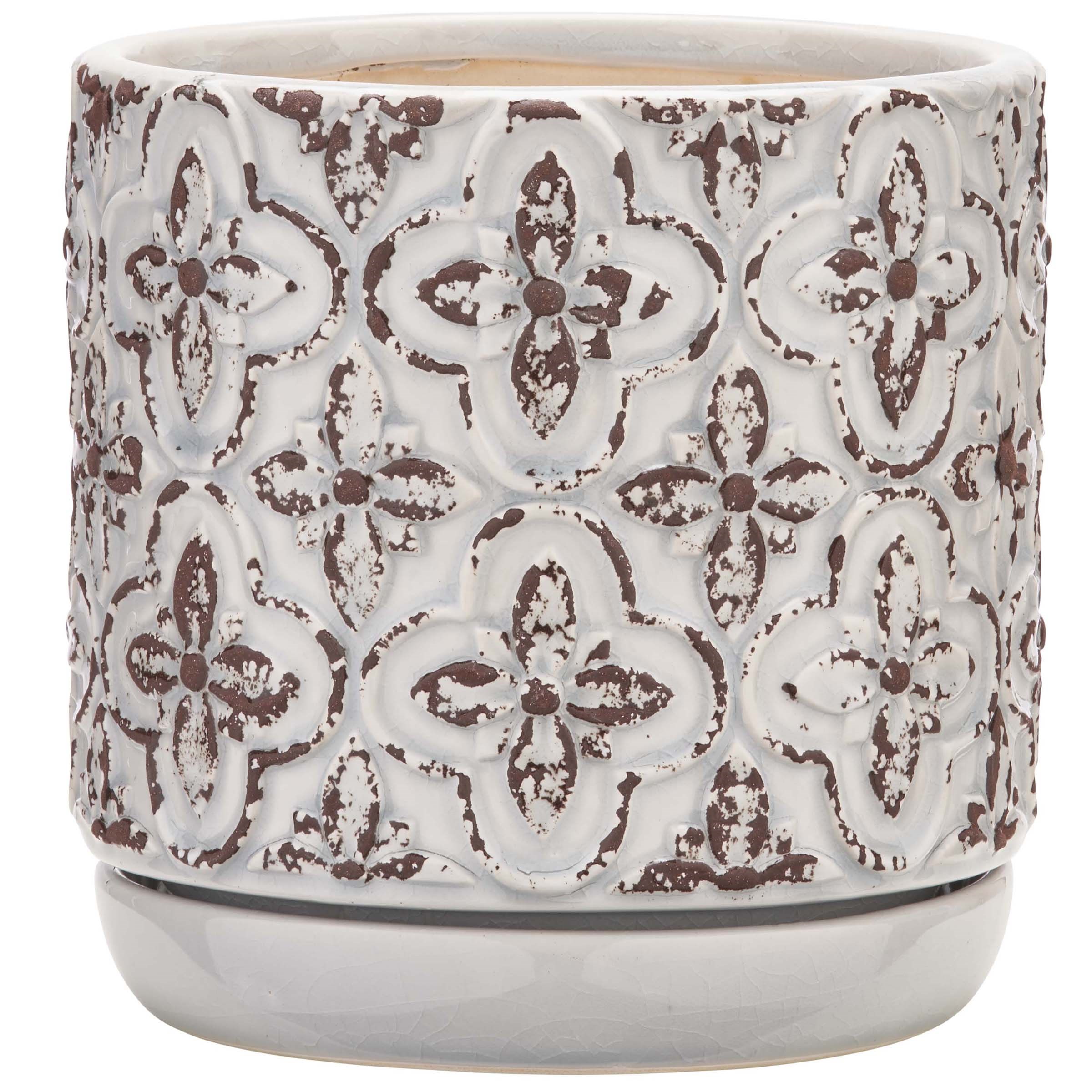 Southern Patio 6" French Rustic Planter White Finish — priced per each; minimum 4; multiples of 4