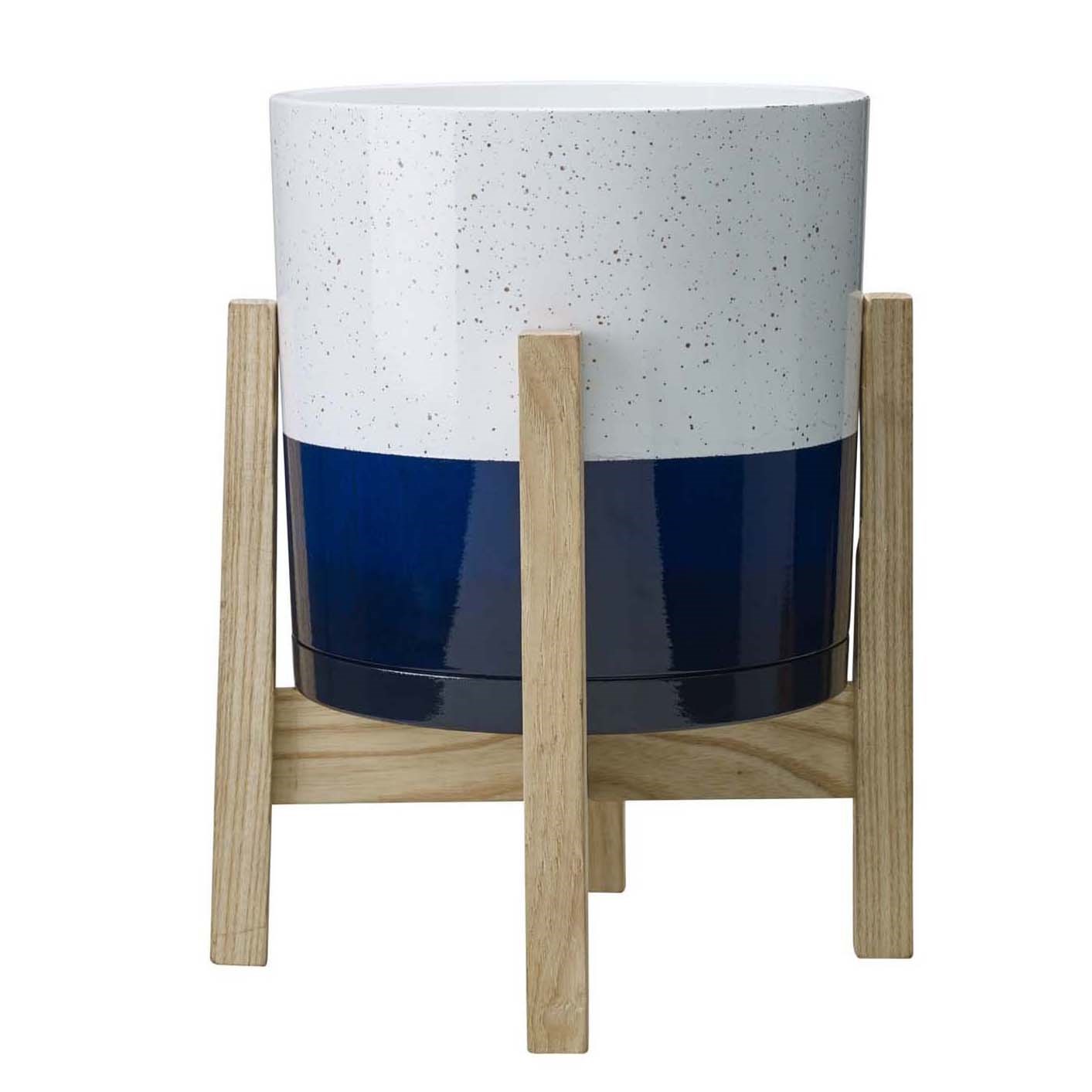 Southern Patio 8" Henrietta Planter Wood Stand White/Blue