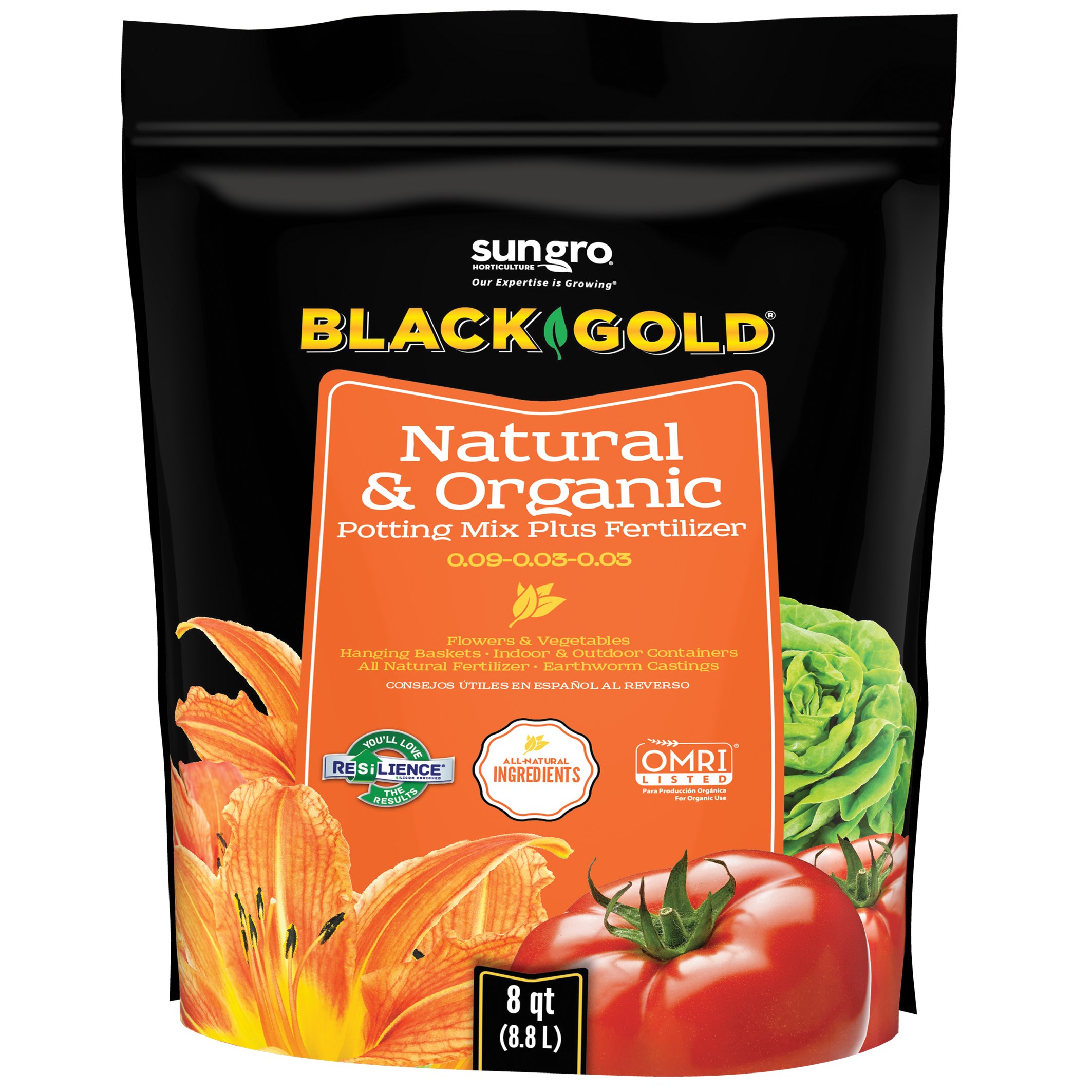 Black Gold Natural & Organic Potting Soil 8qt — priced per each; minimum 8; multiples of 8