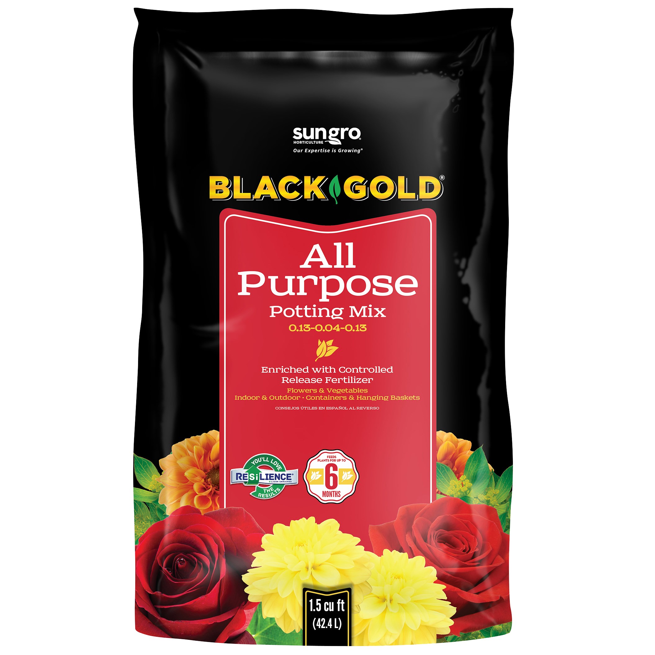 Black Gold All Purpose Potting Soil w/CRF 1.5cf — Single Unit