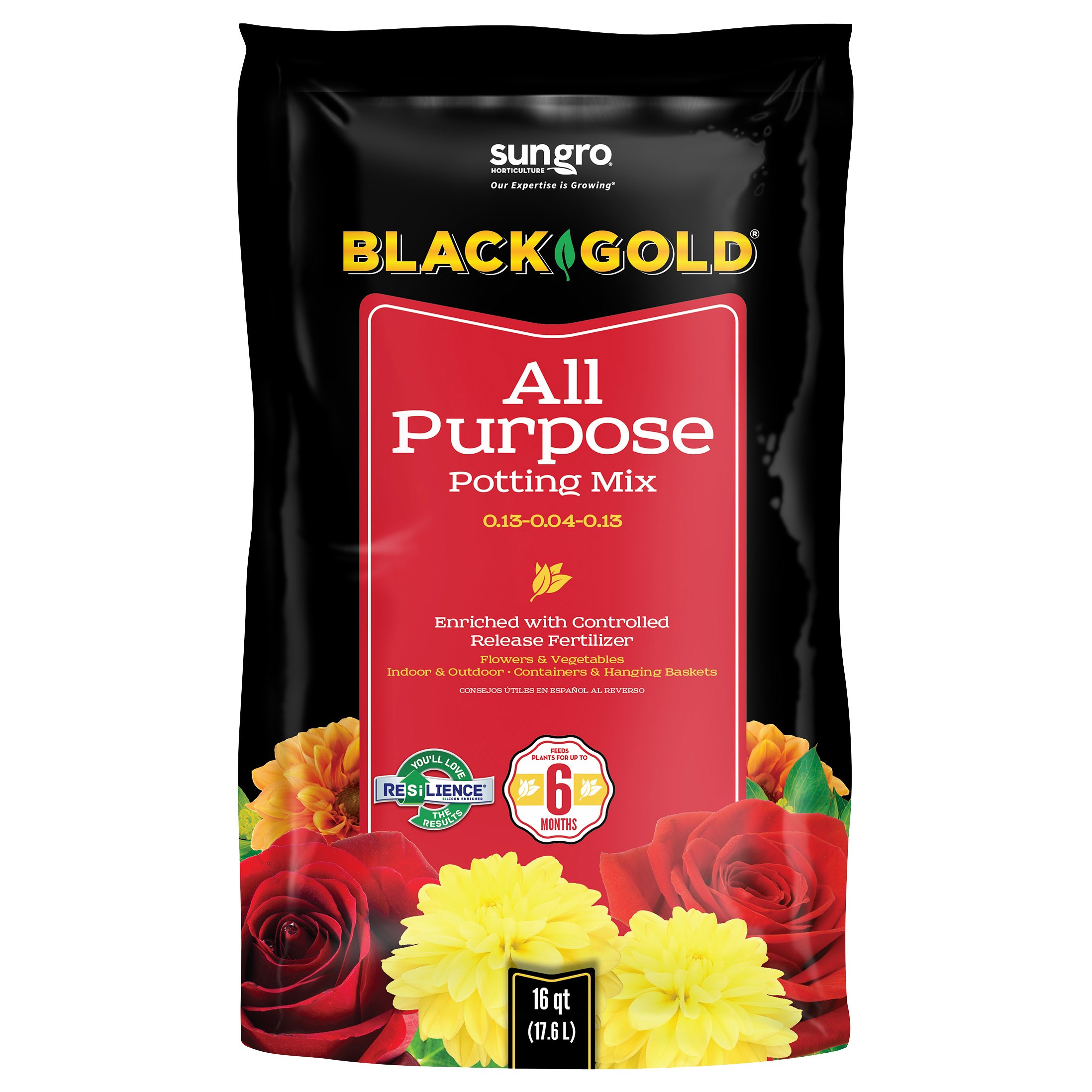 Black Gold All Purpose Potting Soil w/CRF 16qt — Single Unit